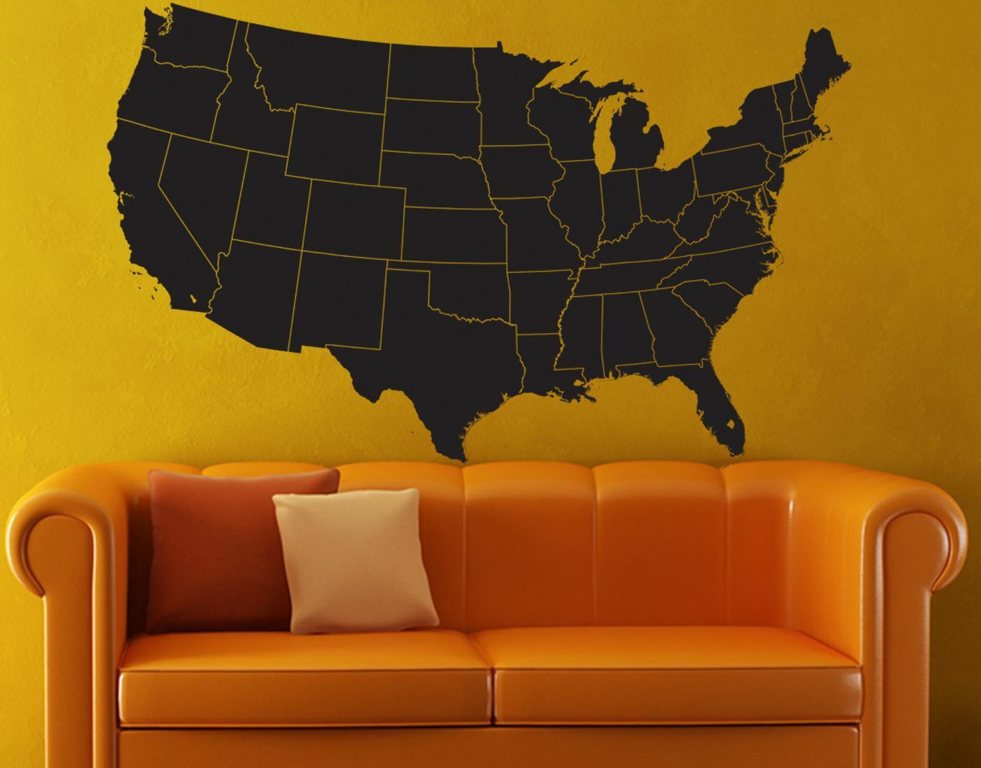 USA Map with State Borderline Office Wall Decal by Stickerbrand #6030