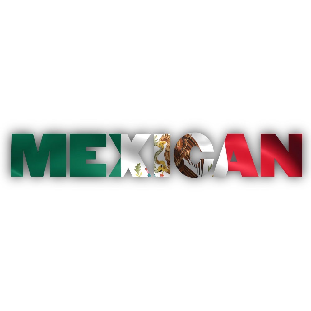 Mexican Waving Mexico Flag Lettering Cut To Shape Vinyl Sticker