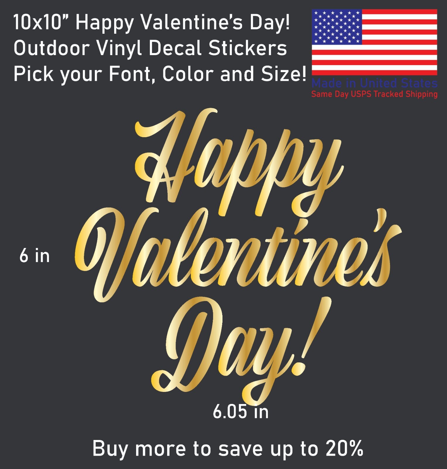 Happy Valentine's Day Font#1 Vinyl Decal Sticker – Made in US – SameDay Shipping