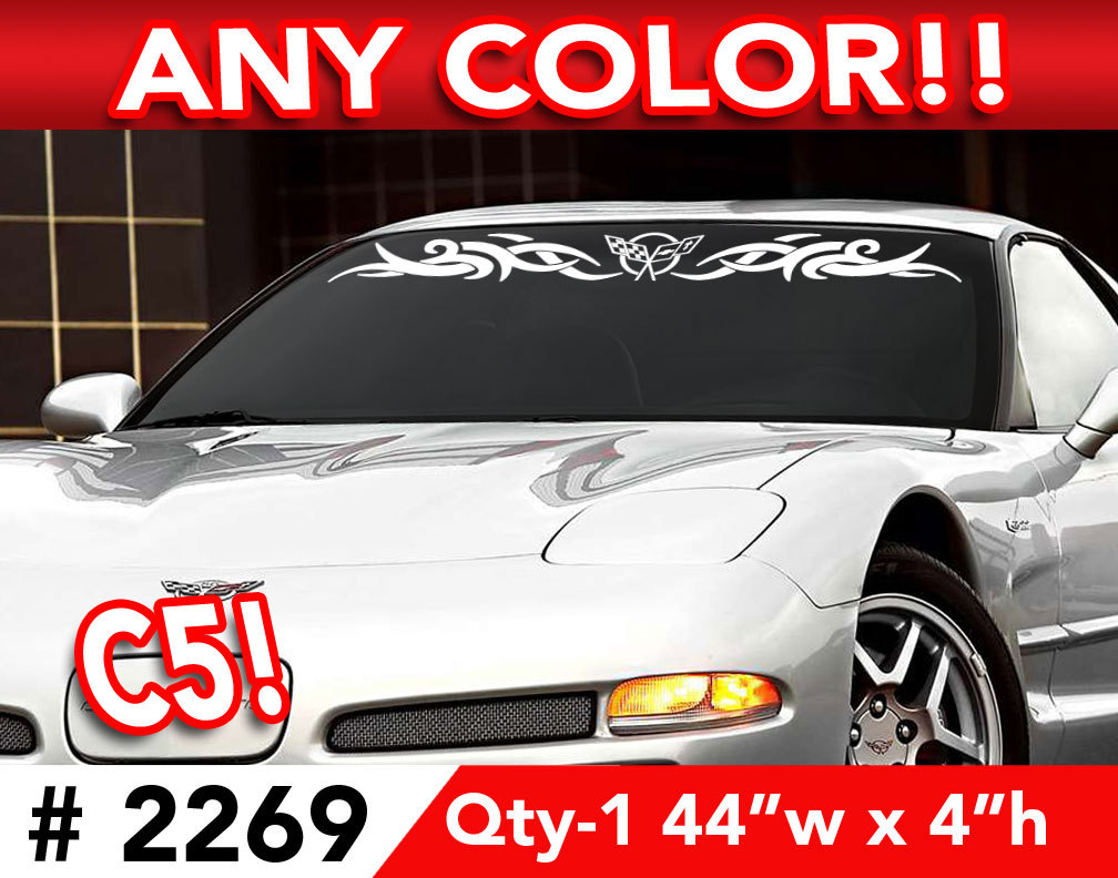 C5 CORVETTE TRIBAL WINDSHIELD DECAL STICKER 44"w x4"h Any 1 Color