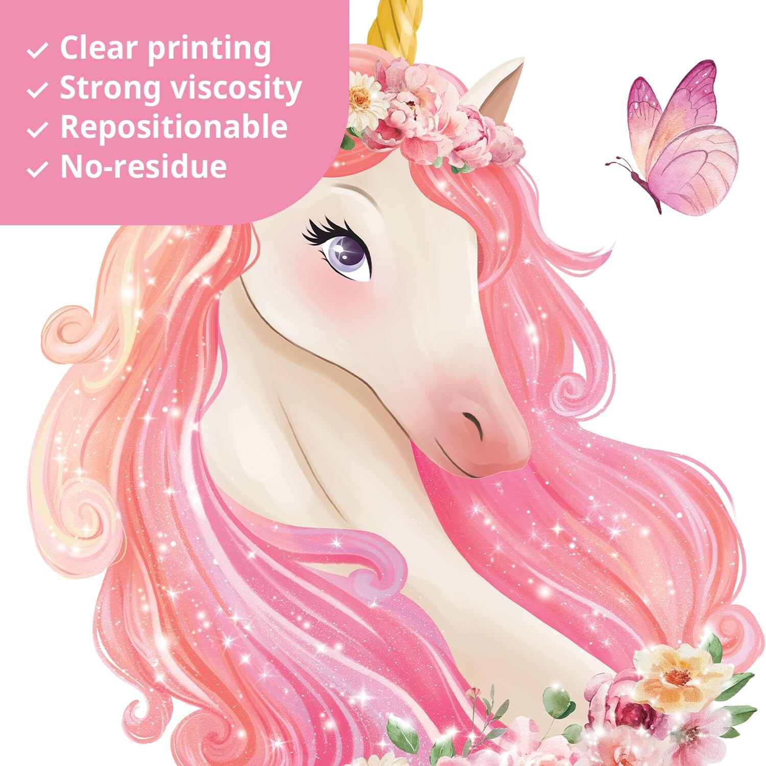DECOWALL SG2-2321 Rainbow Wall Decals Unicorn Rainbow Butterflies Clouds Wall…