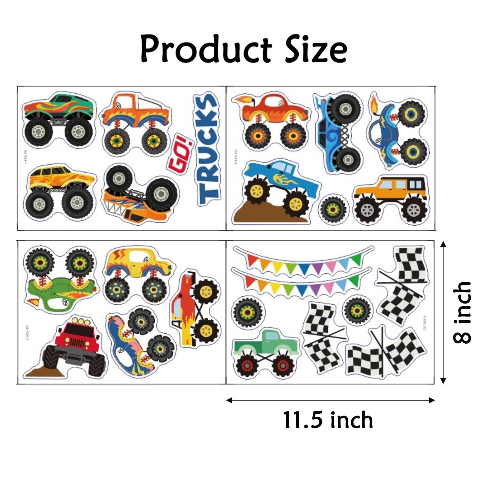 25 Pieces Monster Truck Stickers Wall Decals Wall Stickers for Bedroom for Li…
