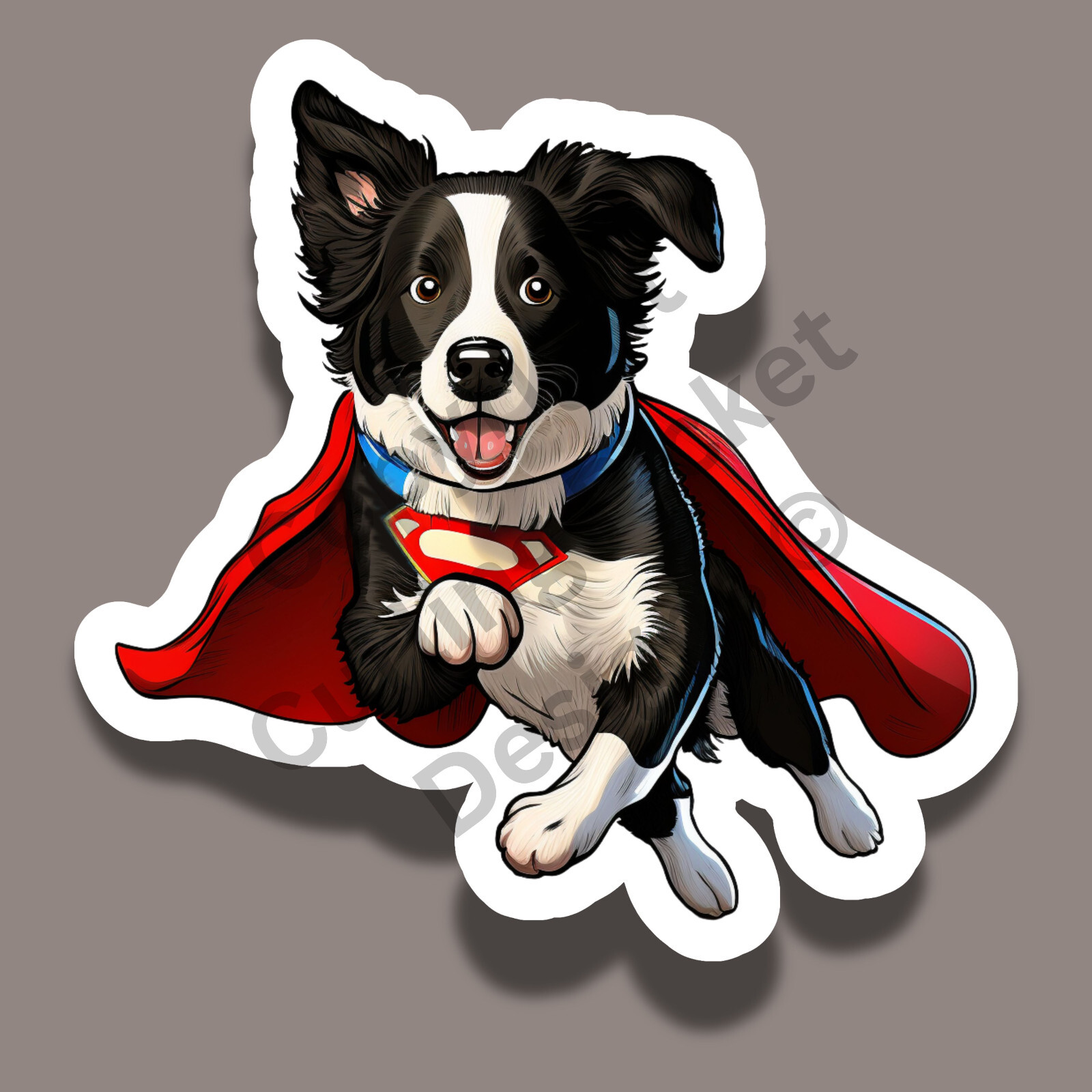 Border Collie Superhero Hero Guardian Rescue Comic Dog 5" Vinyl Sticker
