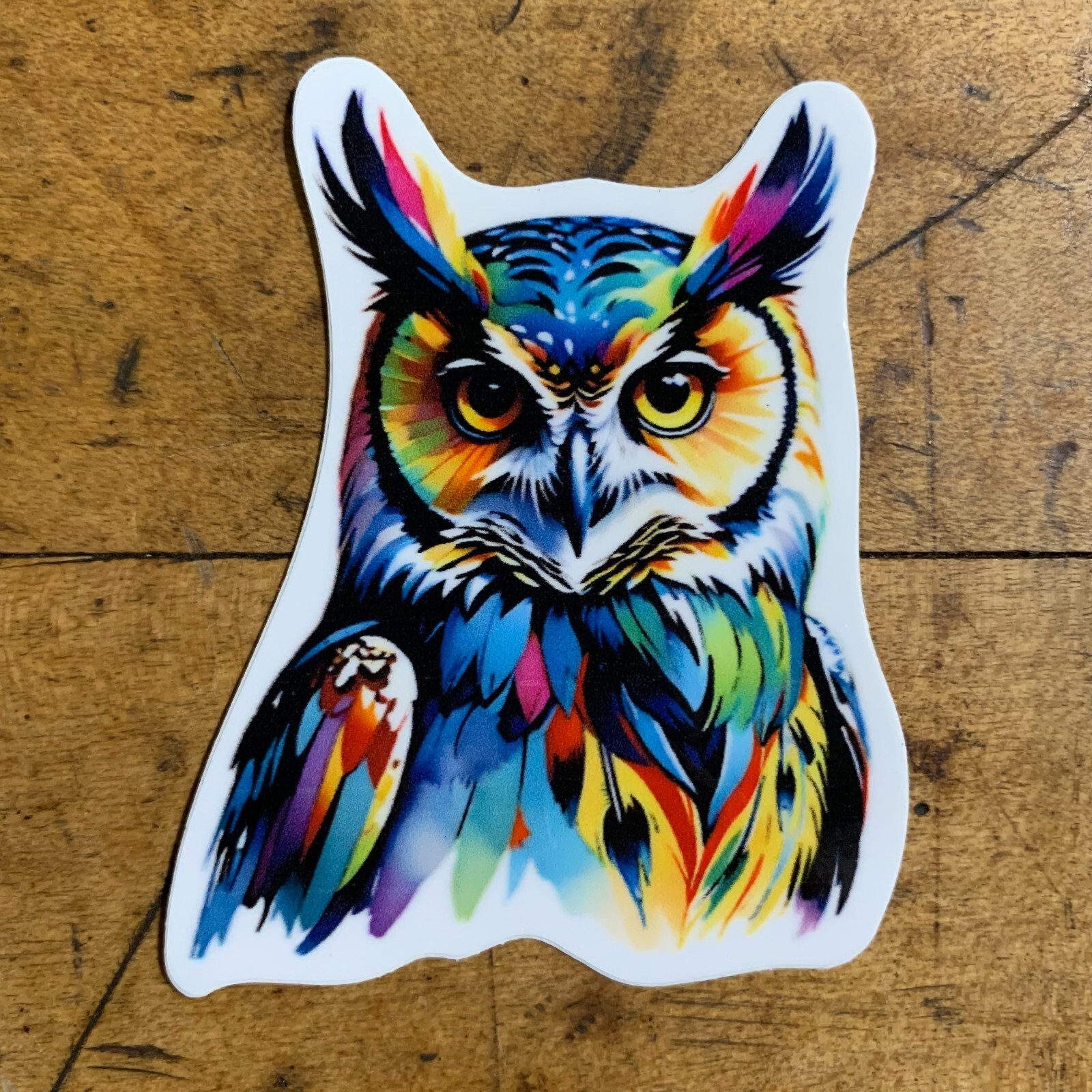 Great Horned Owl Sticker – Colorful Majestic Animal Vinyl Decal 2-5/8"