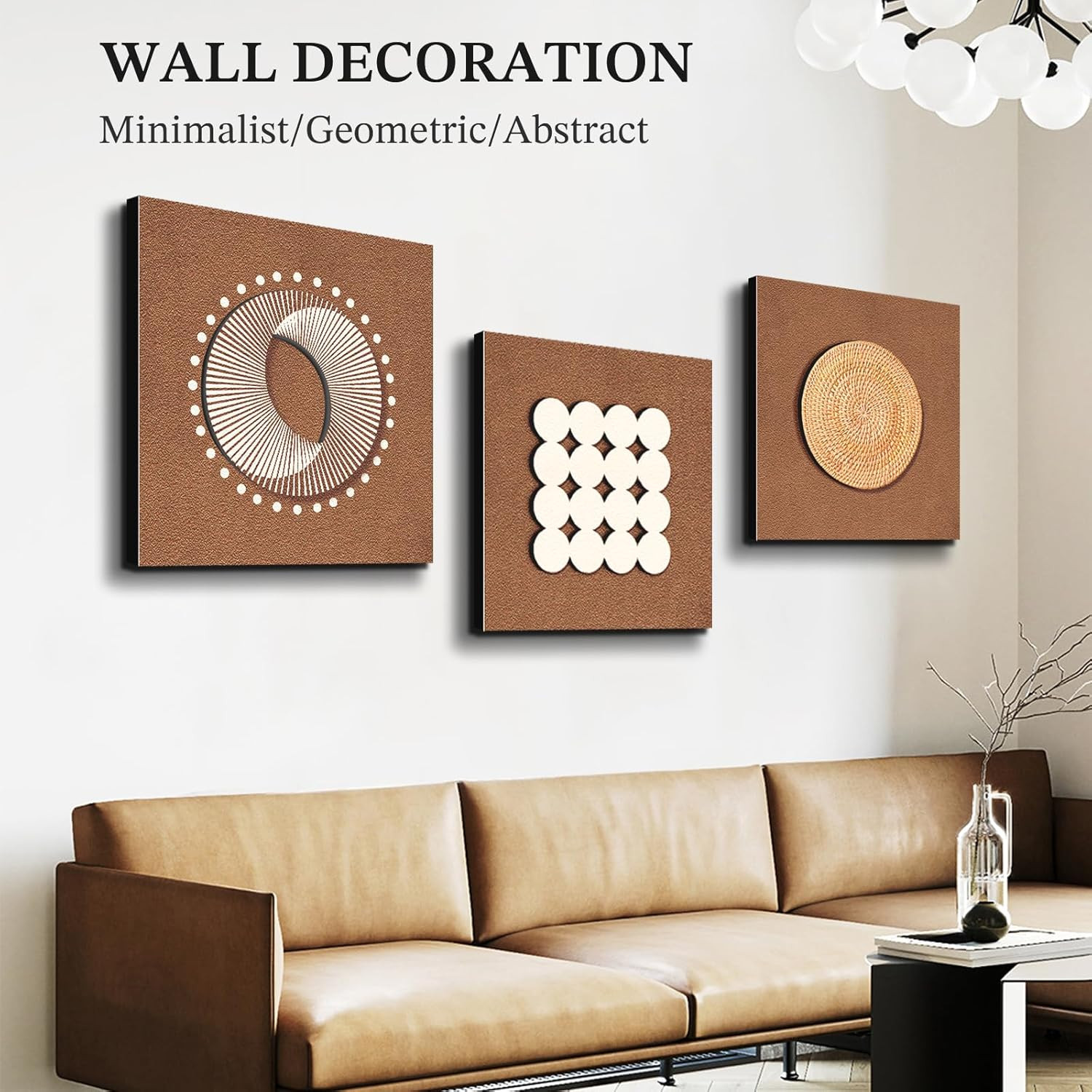3PC 3D Multi Layer Sandstone Texture Framework Abstract Wall Art, Modern Painted