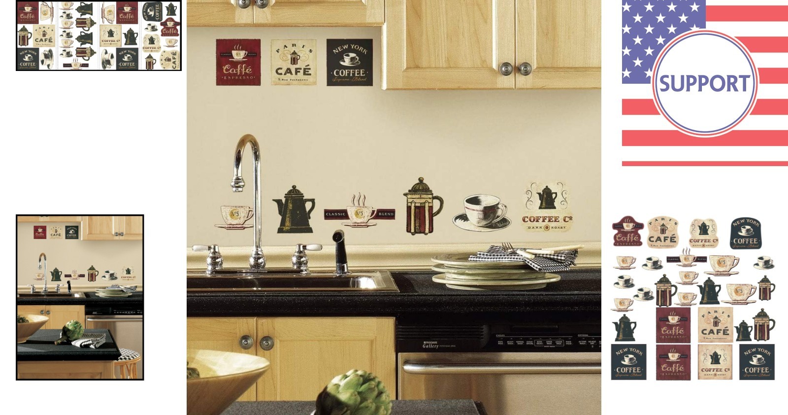 Multicolor Peel & Stick Coffee Wall Decals – Easy, Removable Art for Any Space