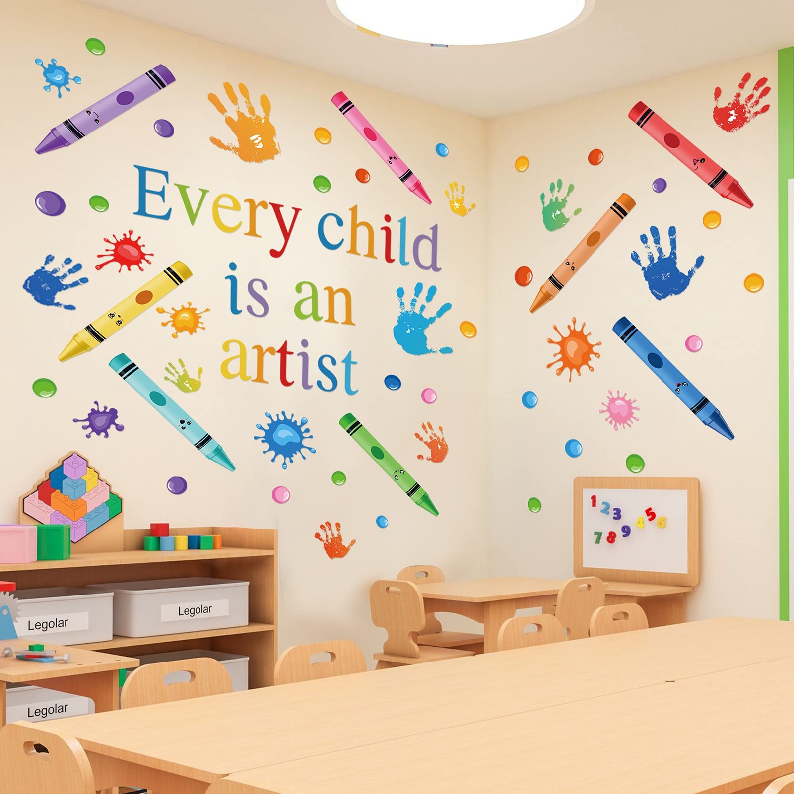 Every Child is an Artist Wall Decals Watercolor Crayon Paint Splatter Wall…