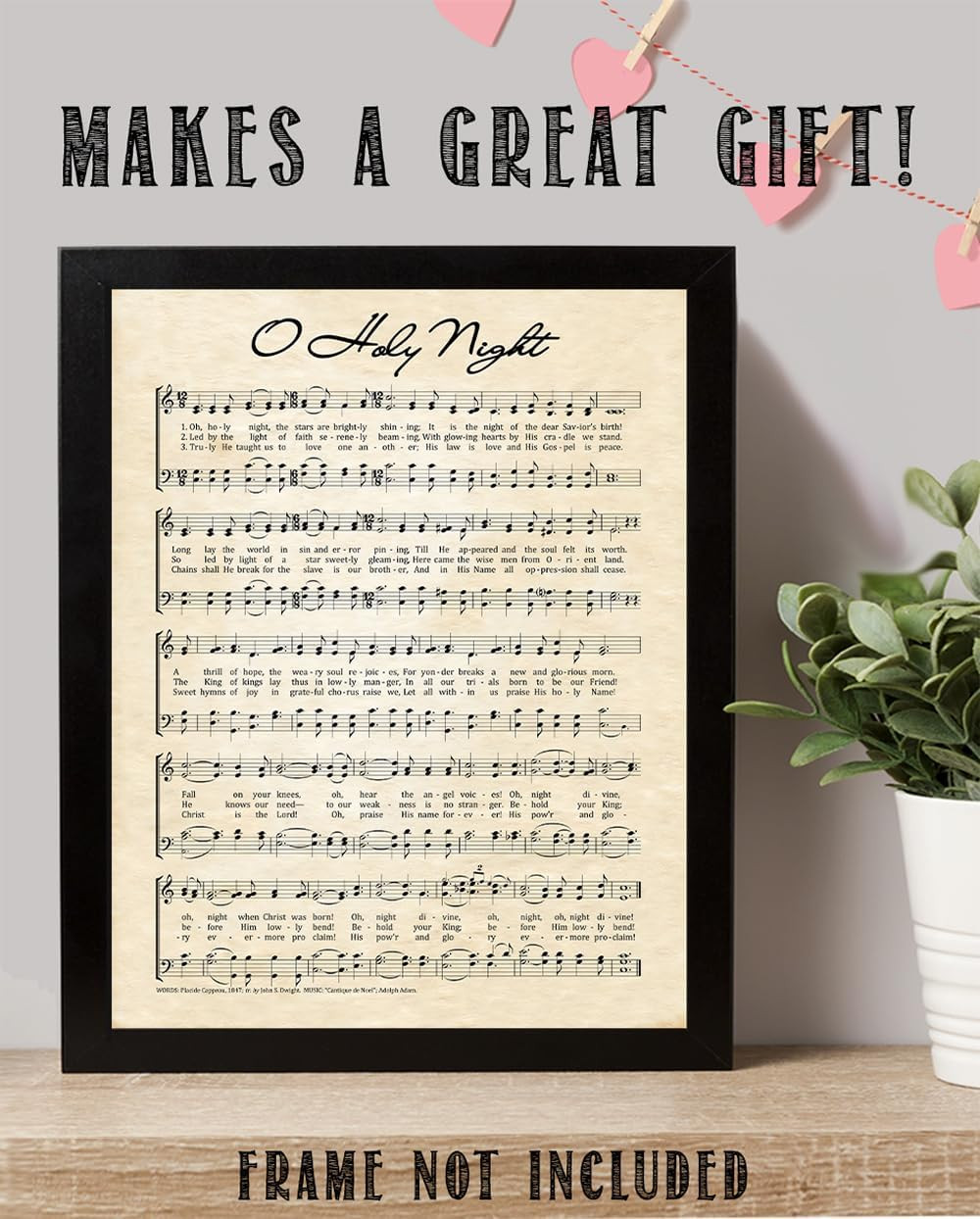 Vintage O Holy Night Music Sheet Poster – Antique Christmas Carol Wall Art De…