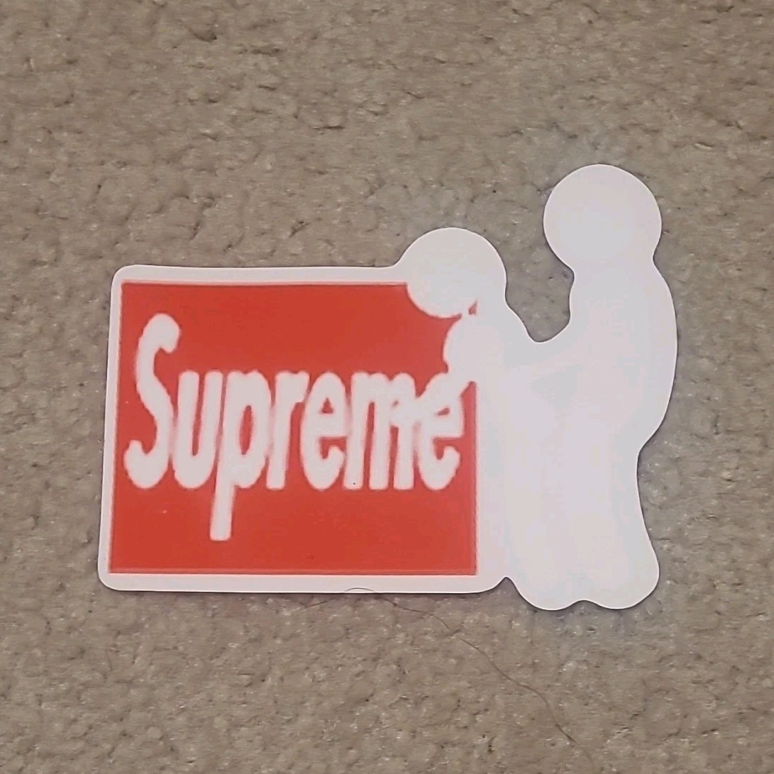 Supreme Stick Red/White Logo Rectangle Vinyl Sticker, Art Design