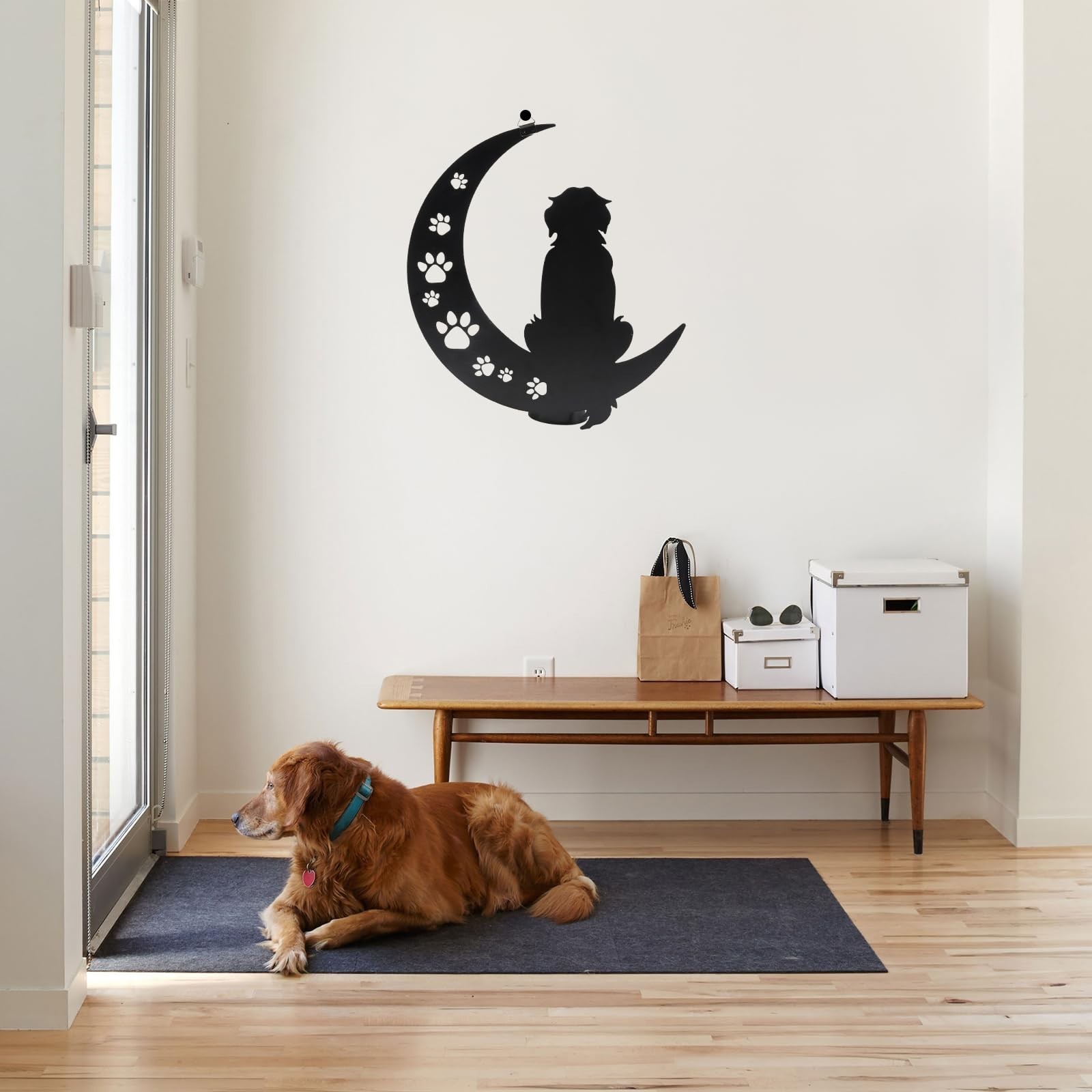 VZVXCC Dog Metal Wall Art Outdoor Decor- 12" Black Metal Wall Sculpture Statu…
