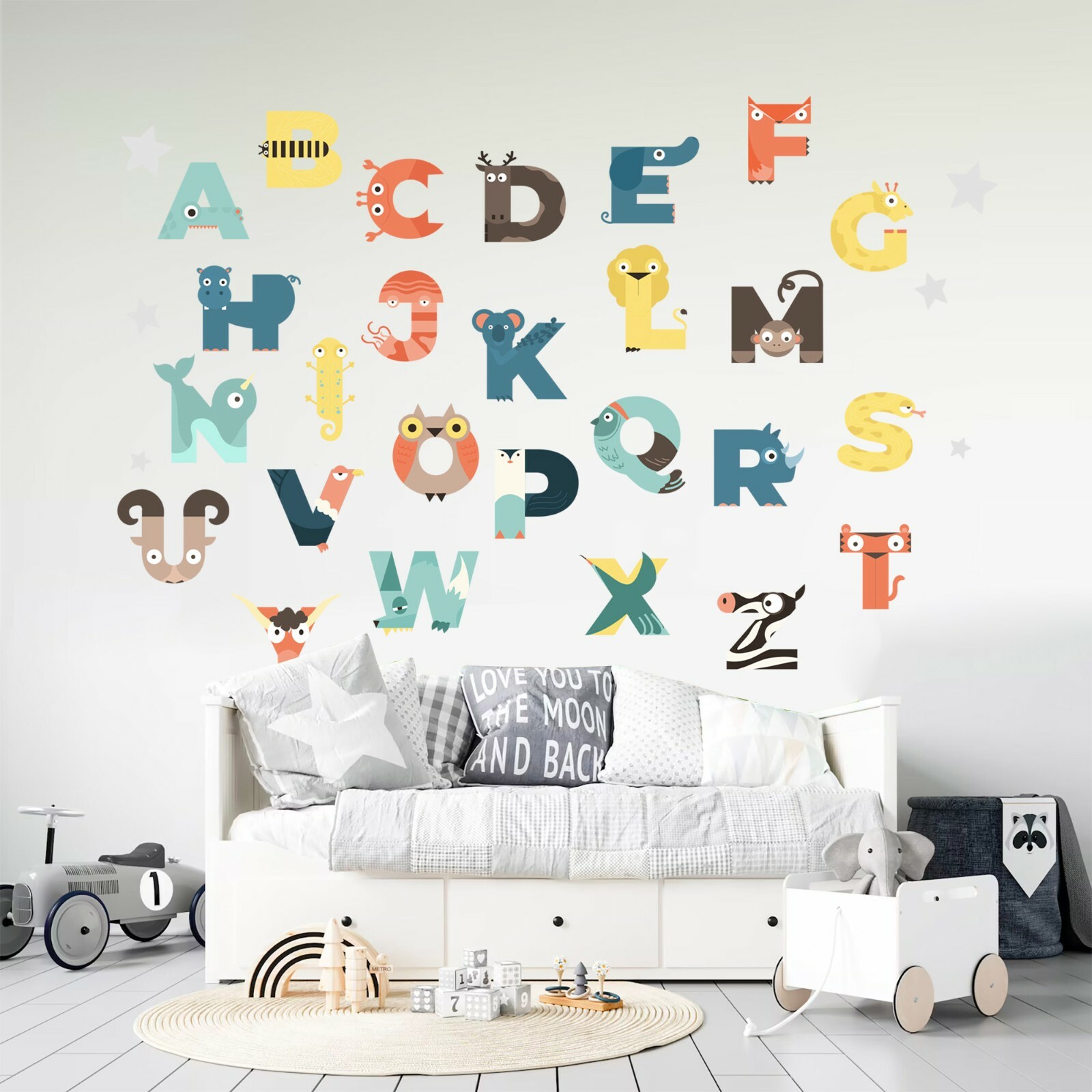 Animals Alphabet Learning ABC Enlighten Removable Wall Decals Stickers Room Deco
