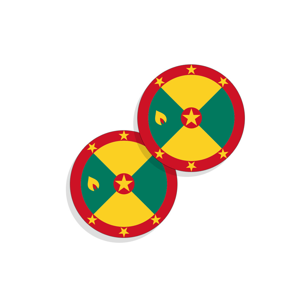 Grenada Flag Stickers Flag Decals Vinyl Round Indoor Outdoor Circles 4 pack