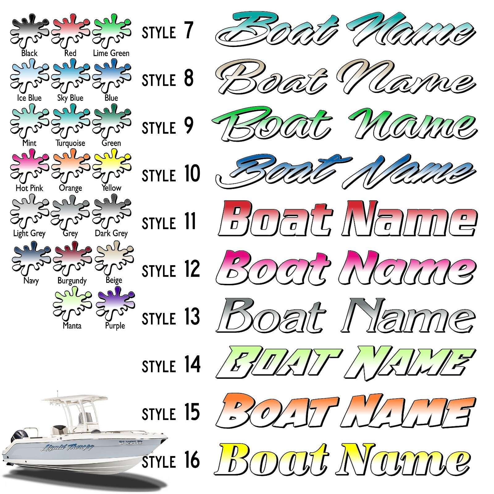 Boat Name Decal 6×36" / Custom Hull Graphic / Premium Marine Vinyl Lettering GR