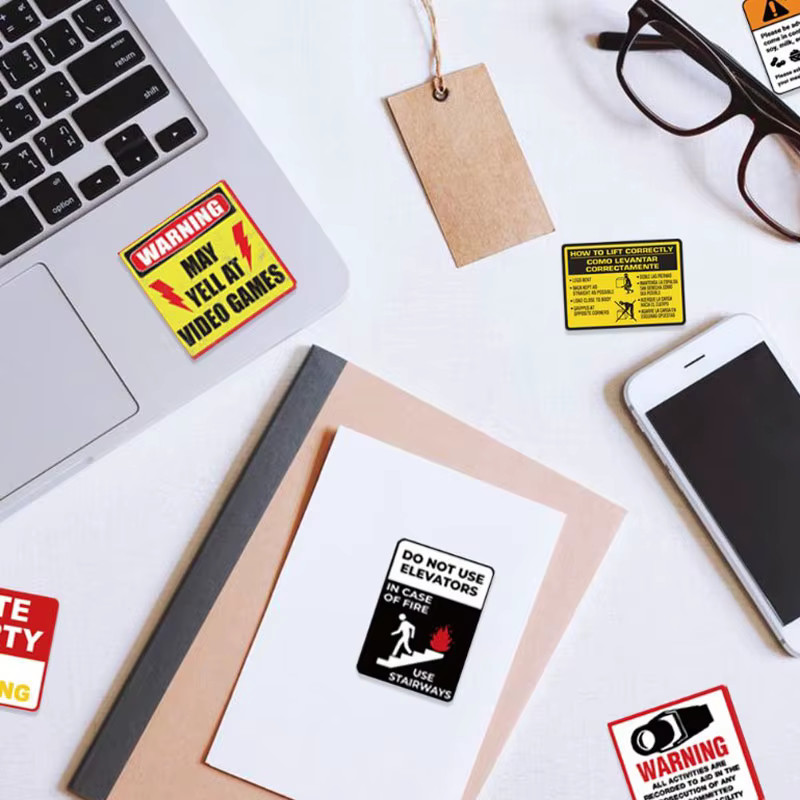 10 pc Warning Safety Signs Stickers Sticker Set Collectible Stickers ST15
