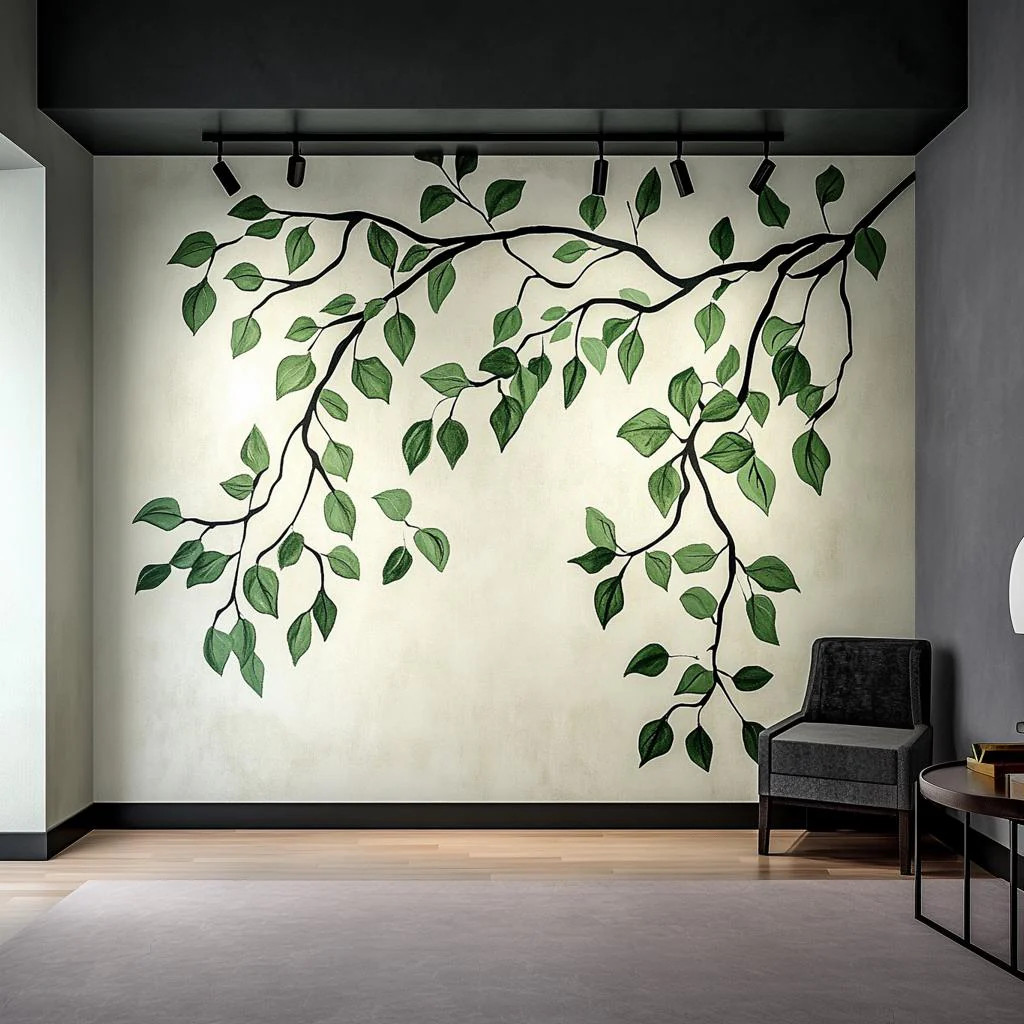 Branch and Leaves Wall Decal | Elegant Botanical Wall Sticker Art | Removable