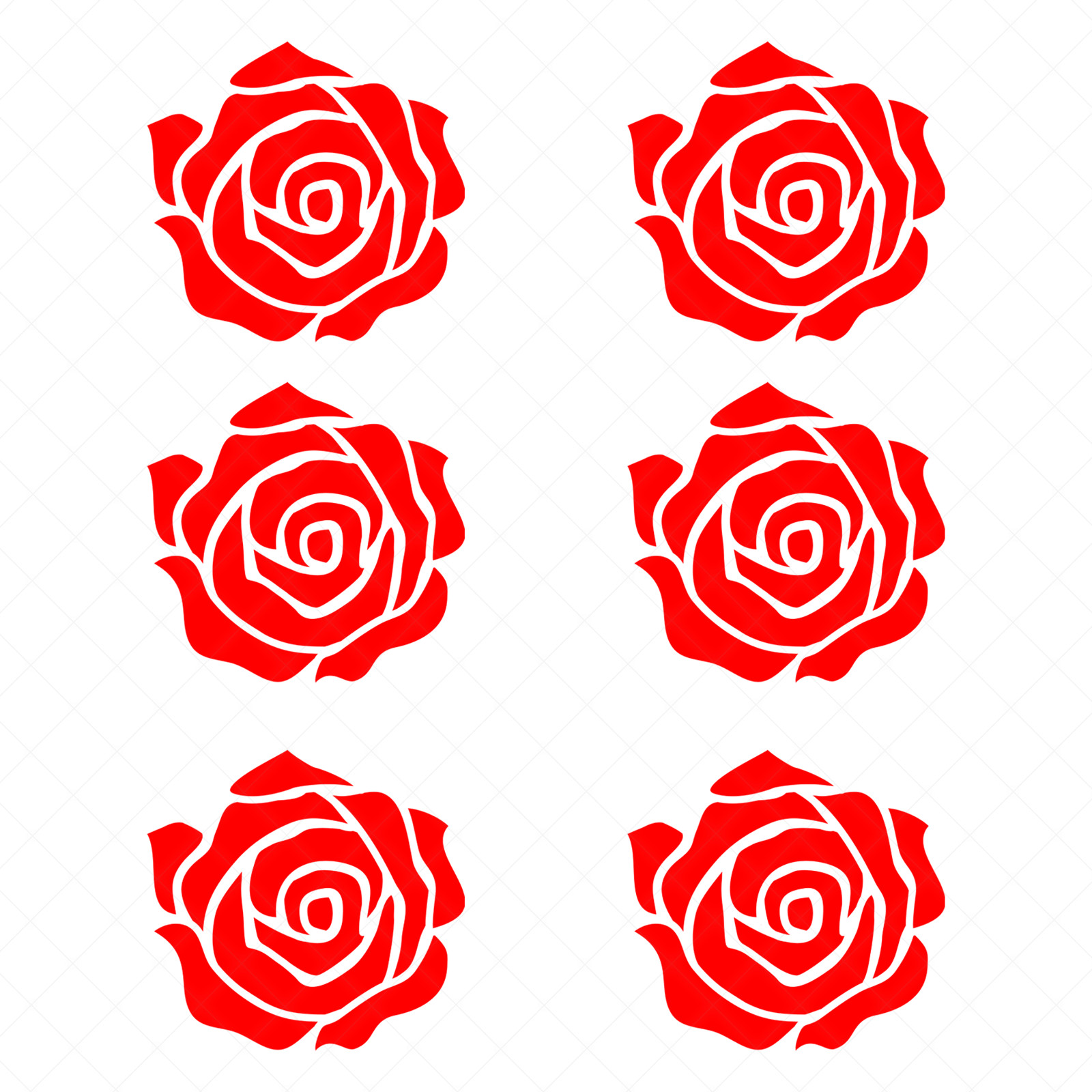 Set of 6 – Flower Rose Vinyl Decals For Case Phone Helmet Bike Laptop Stickers