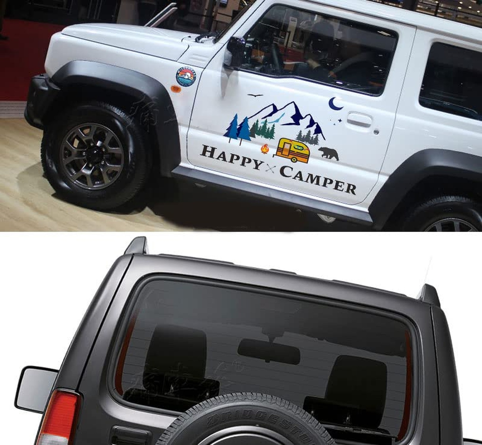 Funny Happy Camper Sticker Decals, Adventure Theme Explore Decor Tribal Hikin…