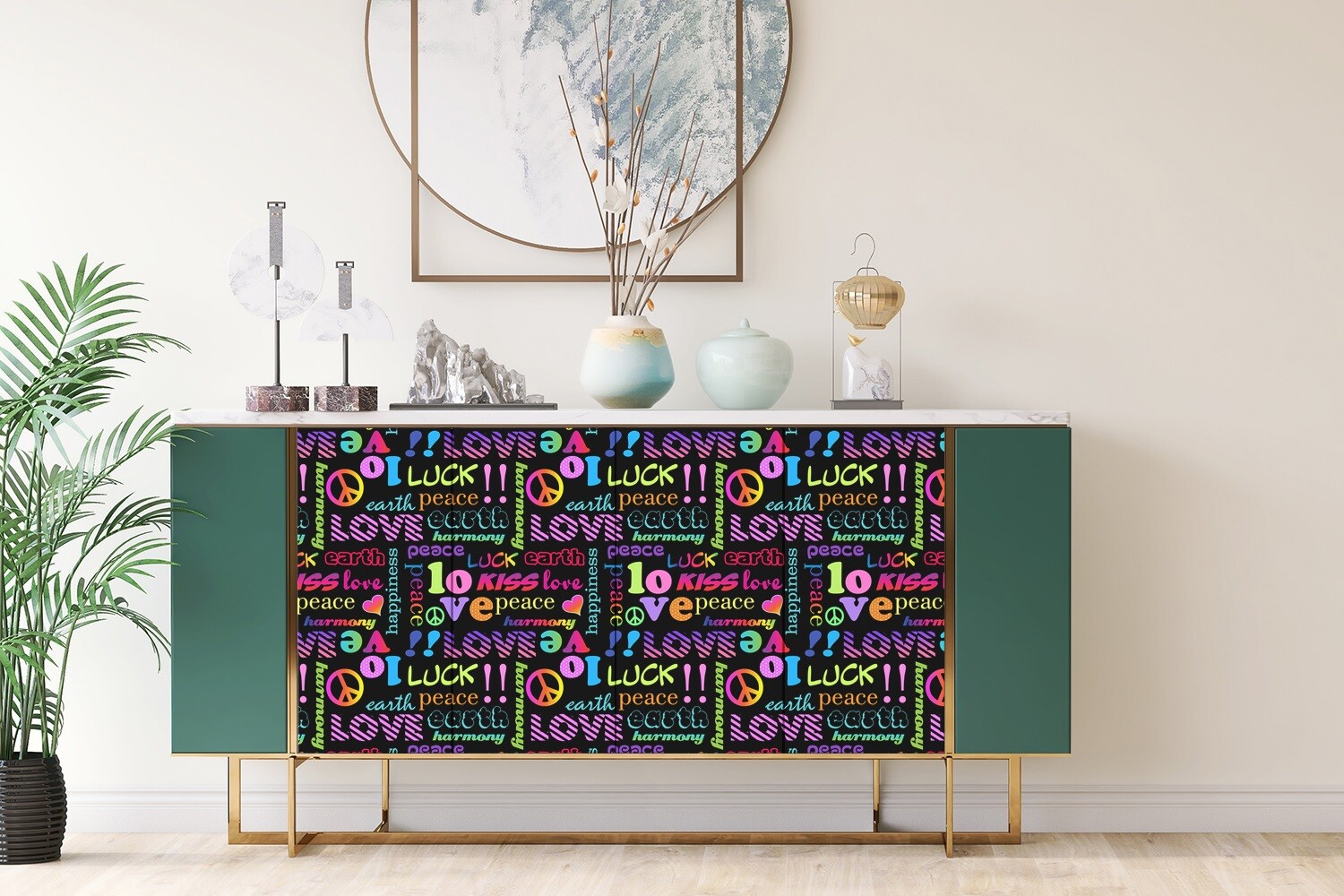 Worktop Covering Stickers Self Adhesive Vinyl Wrap Peace and harmony 100×50
