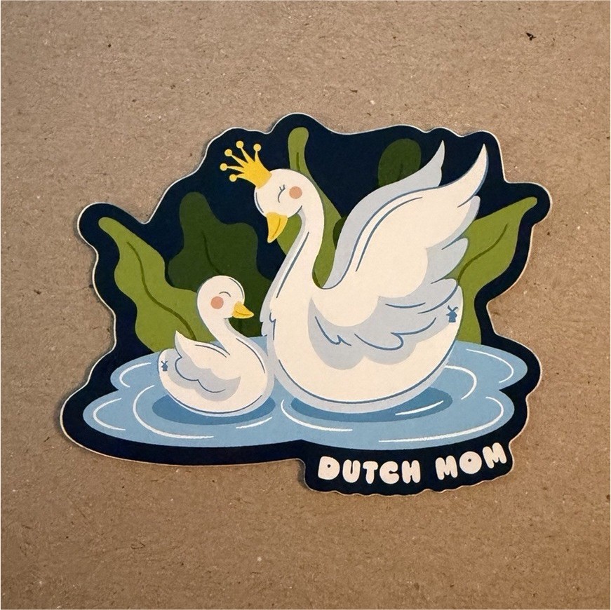 Dutch Bros Dutch Mom Swan Decorative Vinyl Animals Sticker