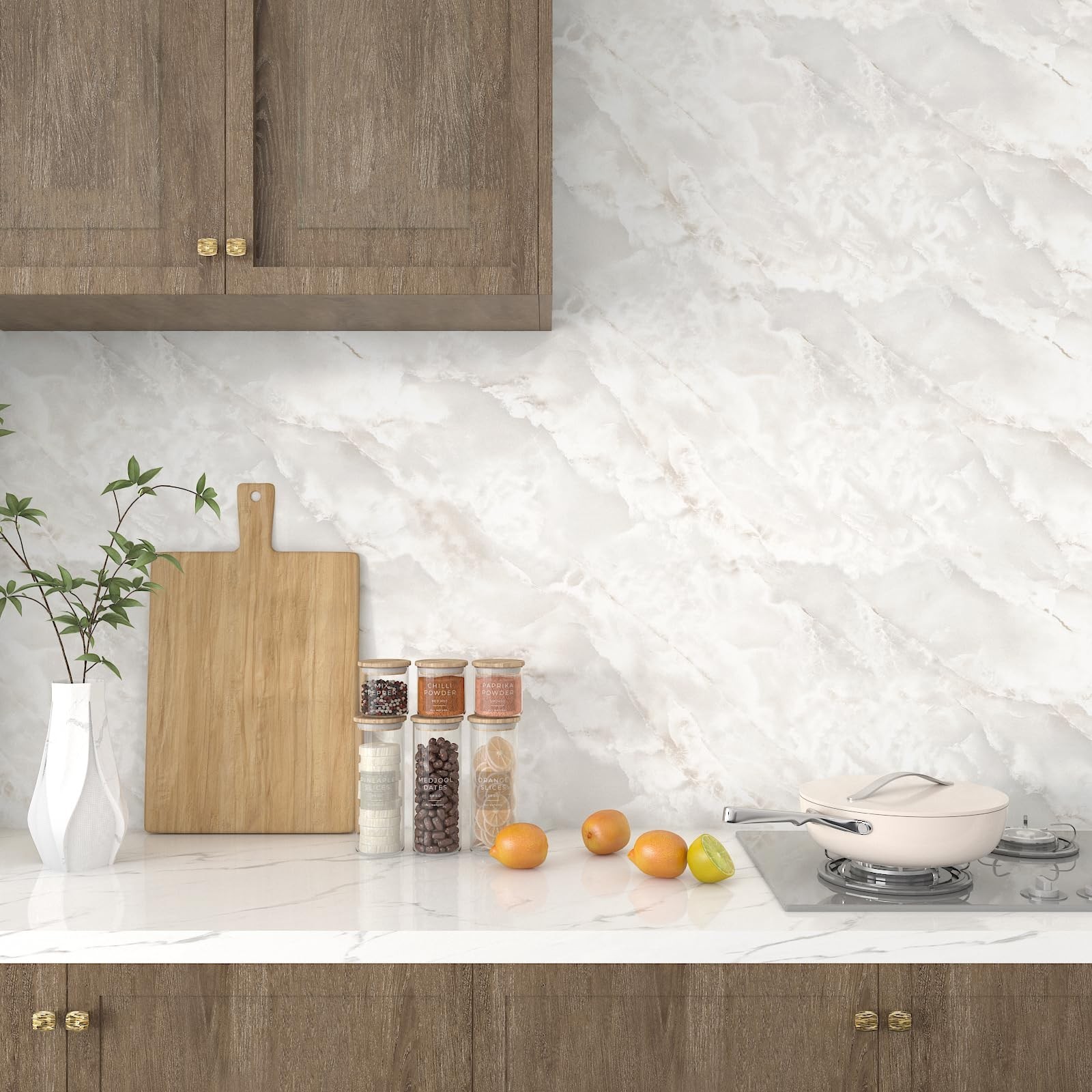 Beige Cloudy Marble Contact Paper for Countertops Waterproof Matte Marble Wal…