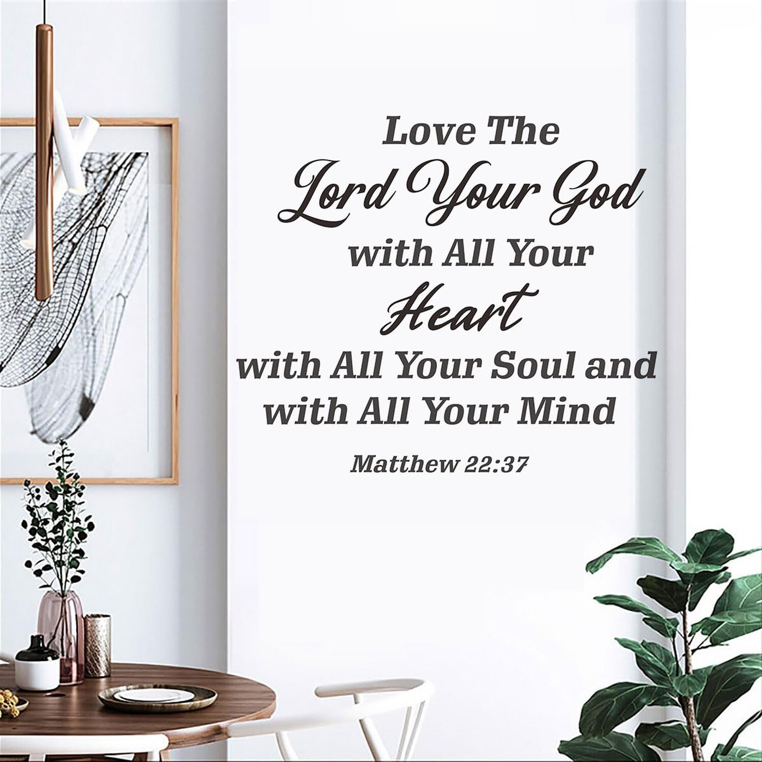 Inspirational Bible Verse Wall Decal Sticker, Love The Lord Your God with All…