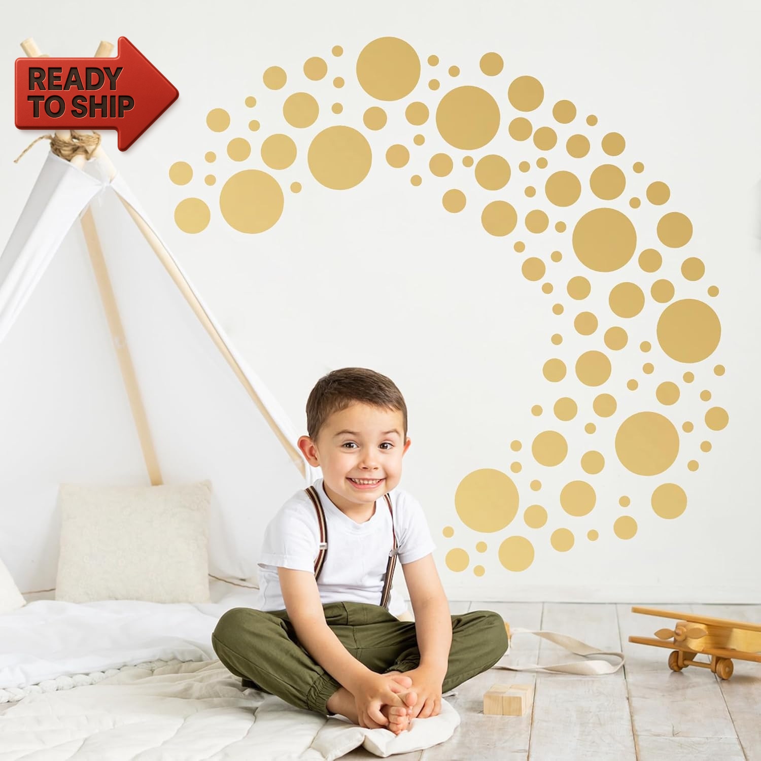 1240Pcs Polka Dot Wall Decals Gold Wall Decal Peel and Stick Kids Decals Remova