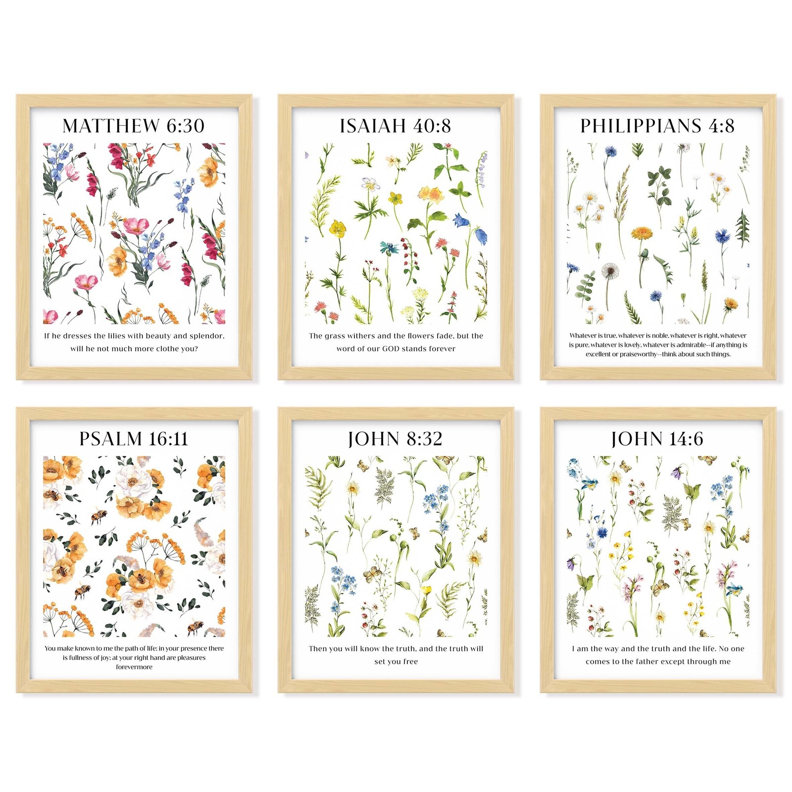 97 Decor Floral Christian Wall Art Prints – Floral Bible Verse Poster, Flower…