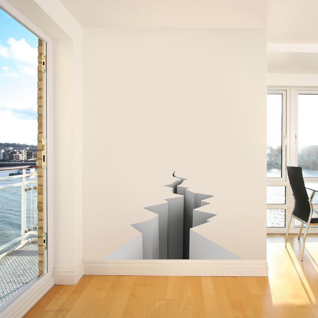 Cracked Earth Ground 3D Illusion Decal WALL STICKER Art Decor Land Floor WC250