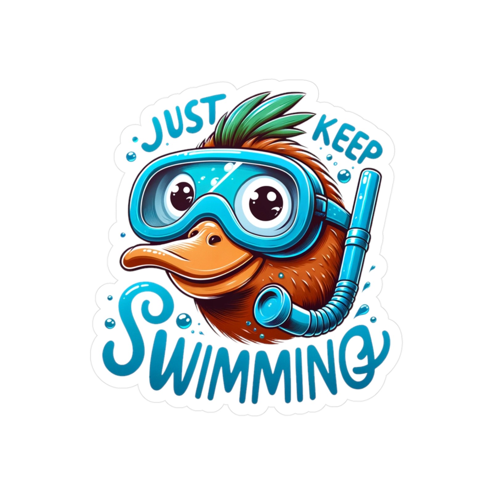Just Keep Swimming Duck Sticker Vinyl Decal – Matte Animal Label Glossy