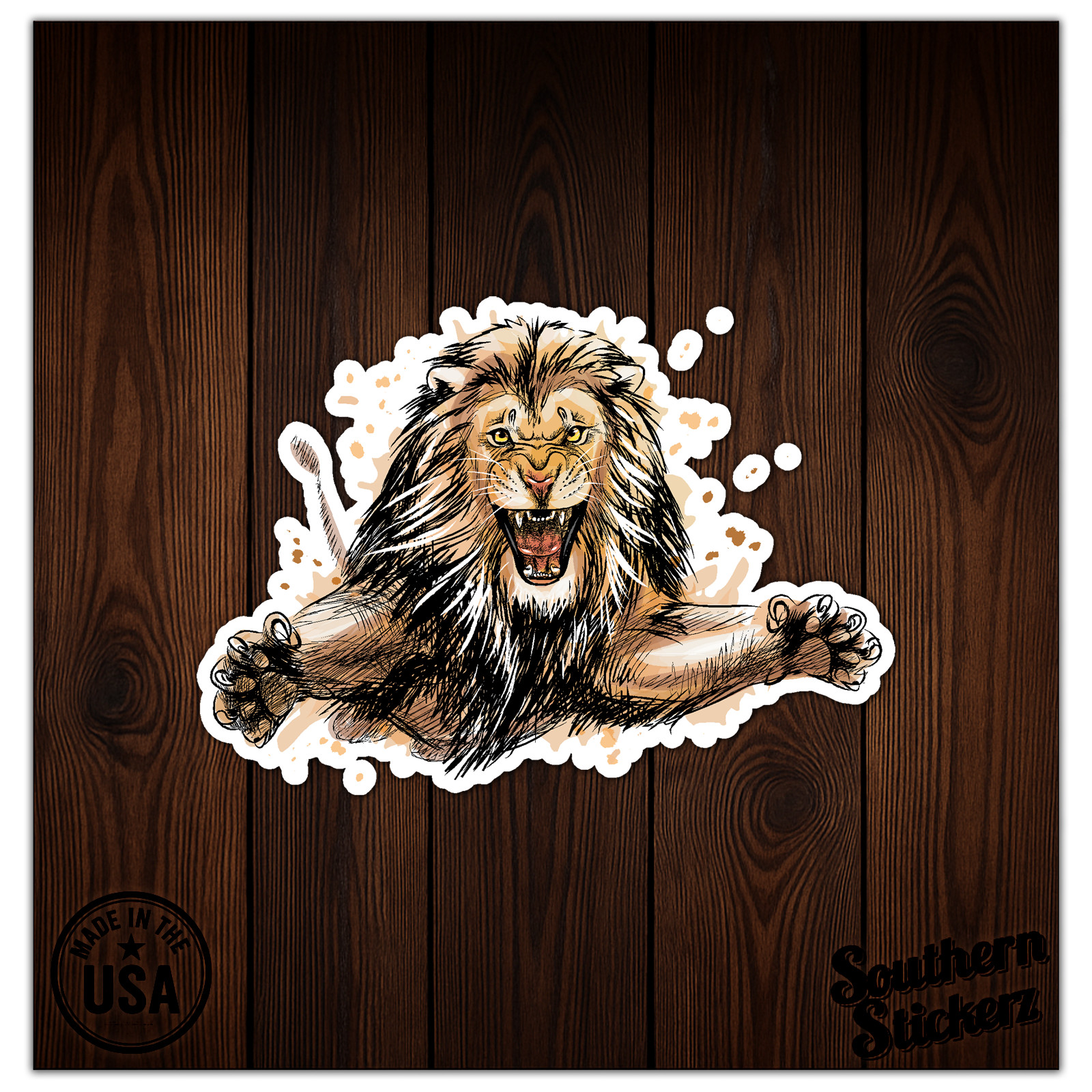 Lion Attack – Vinyl Decal Sticker – Car Window Laptop – ebn8599