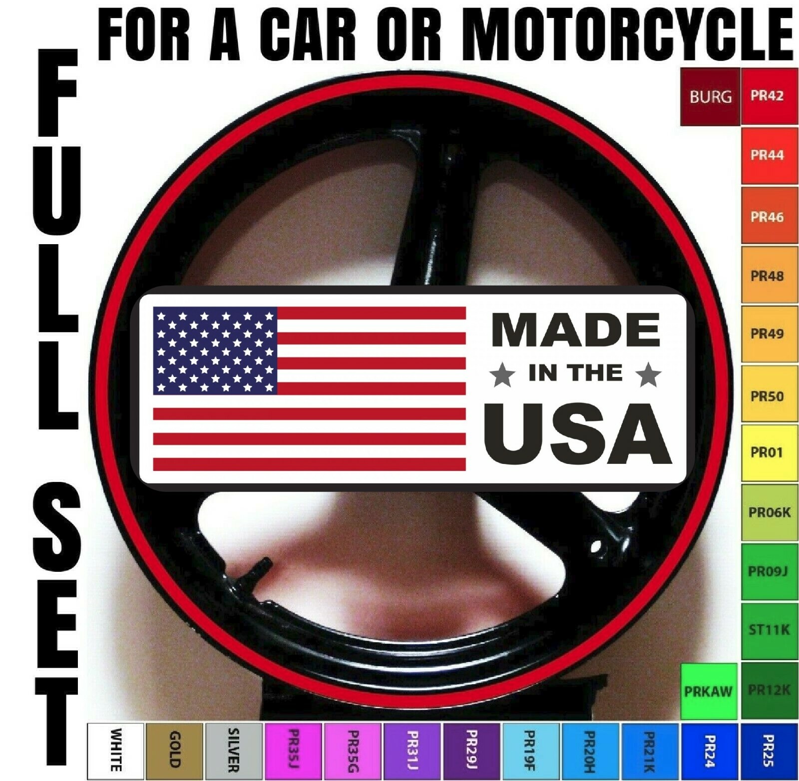 CAR TRUCK BIKE RIM STRIPES WHEEL DECALS TAPE STICKER TRIM VINYL GRAPHIC 21"-24"