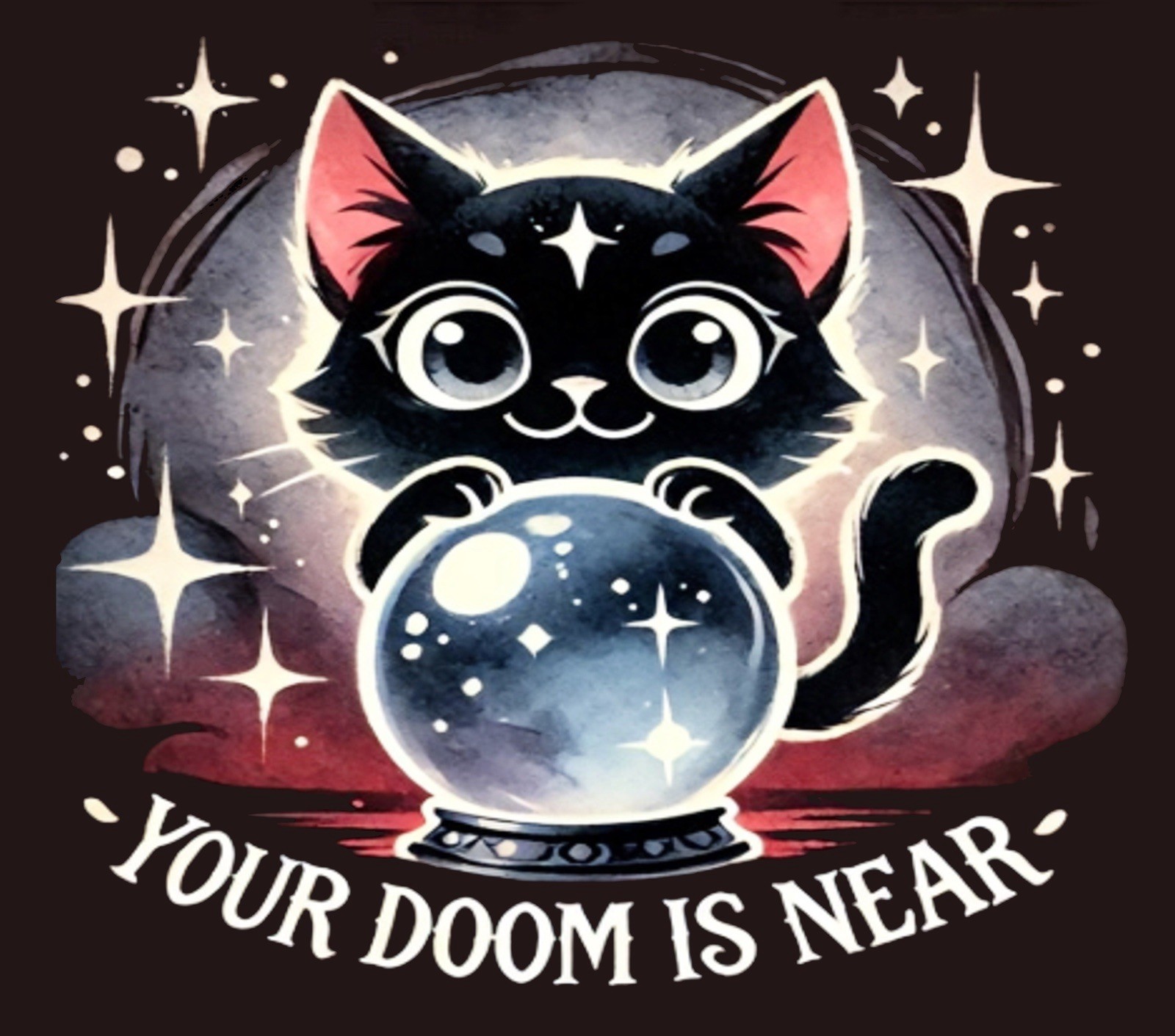 Your Doom Is Near Crystal Ball Stickers (4) Labels Card Gift Craft Paper Journal