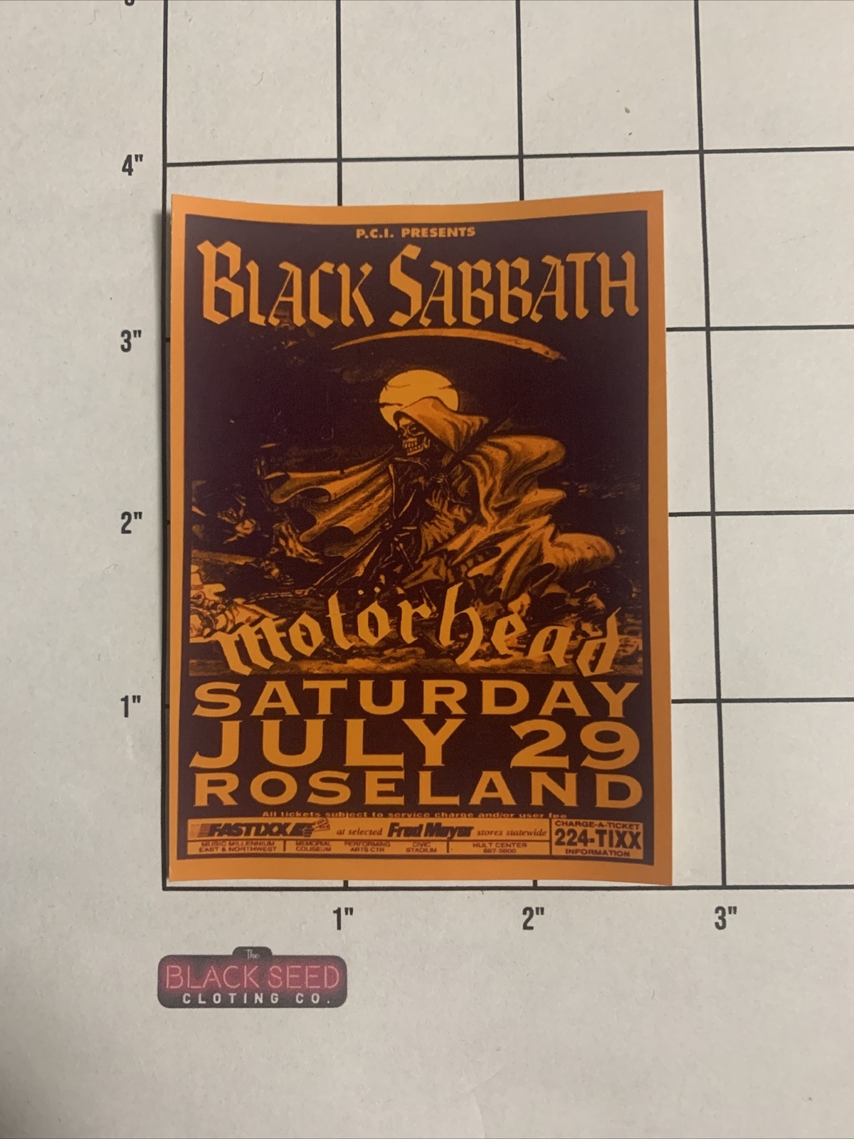 Black Sabbath / Motorhead Sticker. Vintage Style Concert Poster Sticker