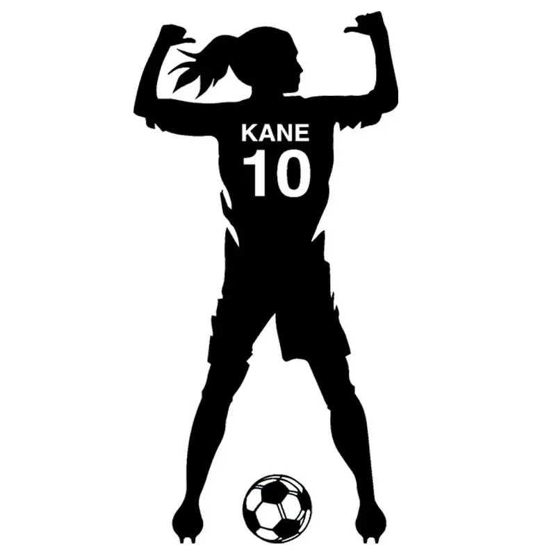 Girls Football Player Personalizable Name Wall Sticker Athletic Sports Girl Room