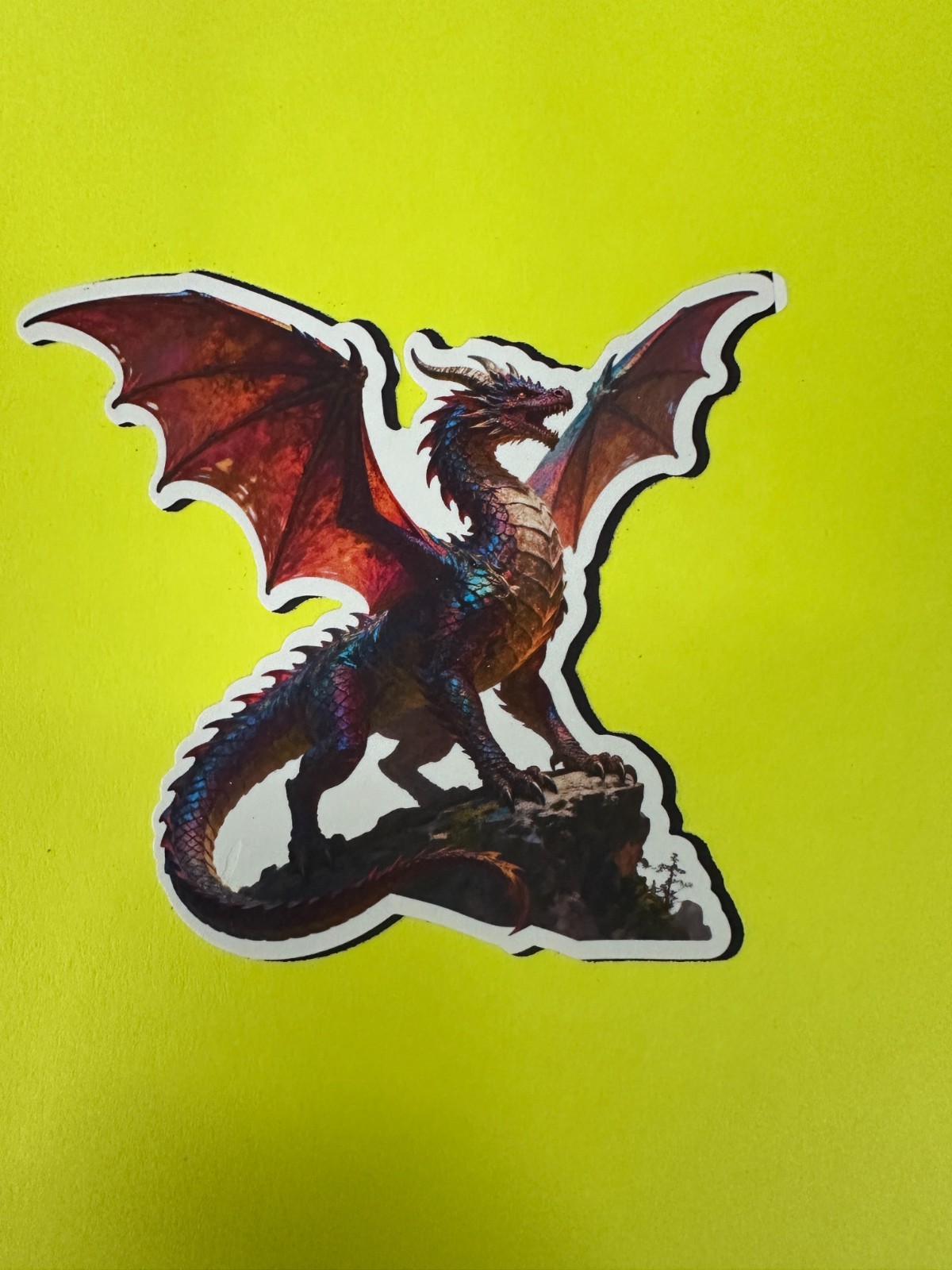 3 inch Iridescent Fire Dragon Vinyl Sticker | Fantasy Dragon Decal