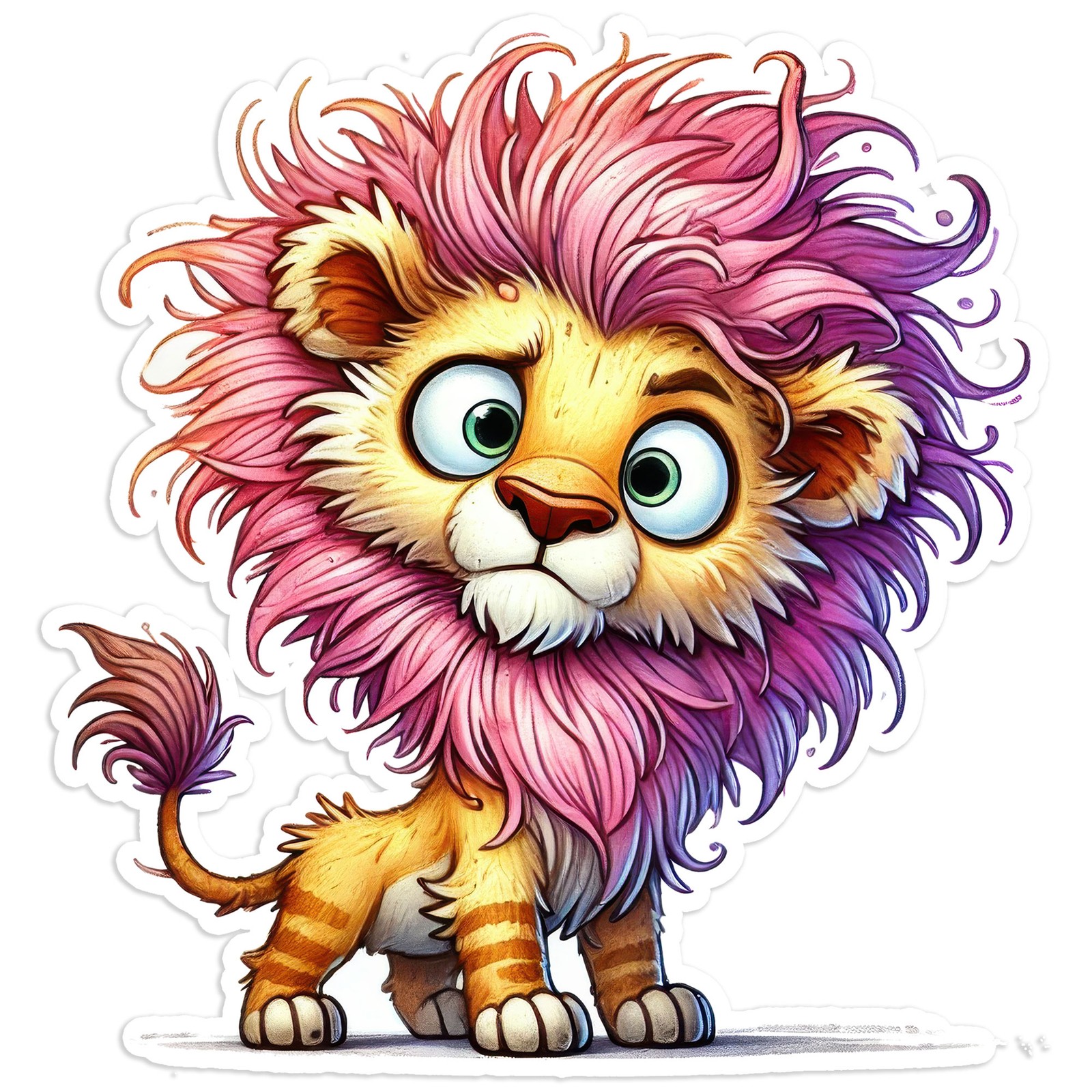 Cute Pink Hair Lion – Vinyl Decal Sticker – Car Window Laptop – #272