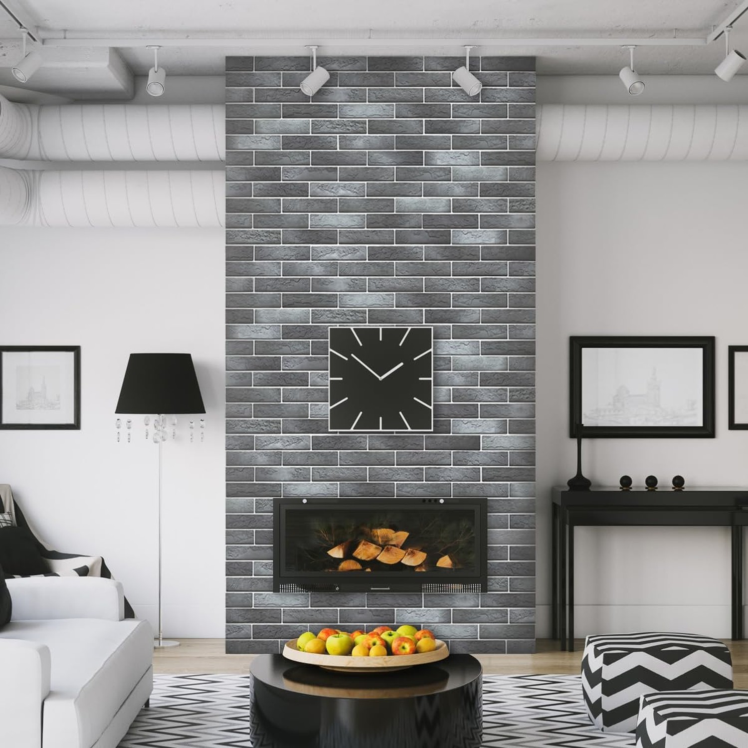 100 Whitewash Grey Faux Brick Wall Tiles, 3D Thin Brick Veneers for Bedroom, …