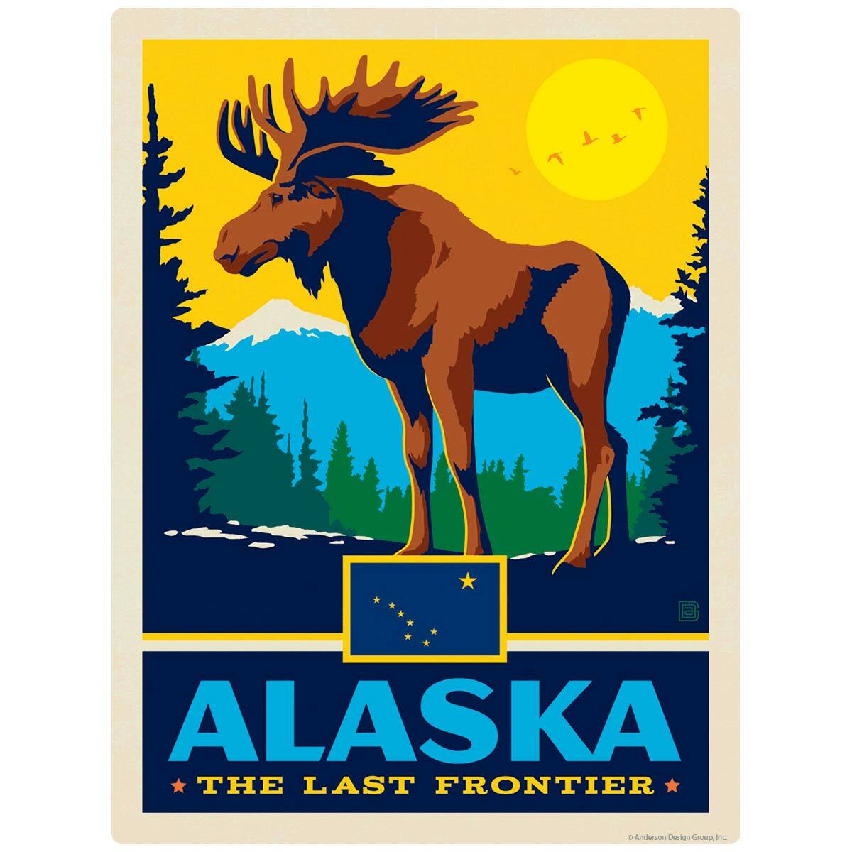 Alaska Last Frontier State Moose Decal Peel and Stick Decor
