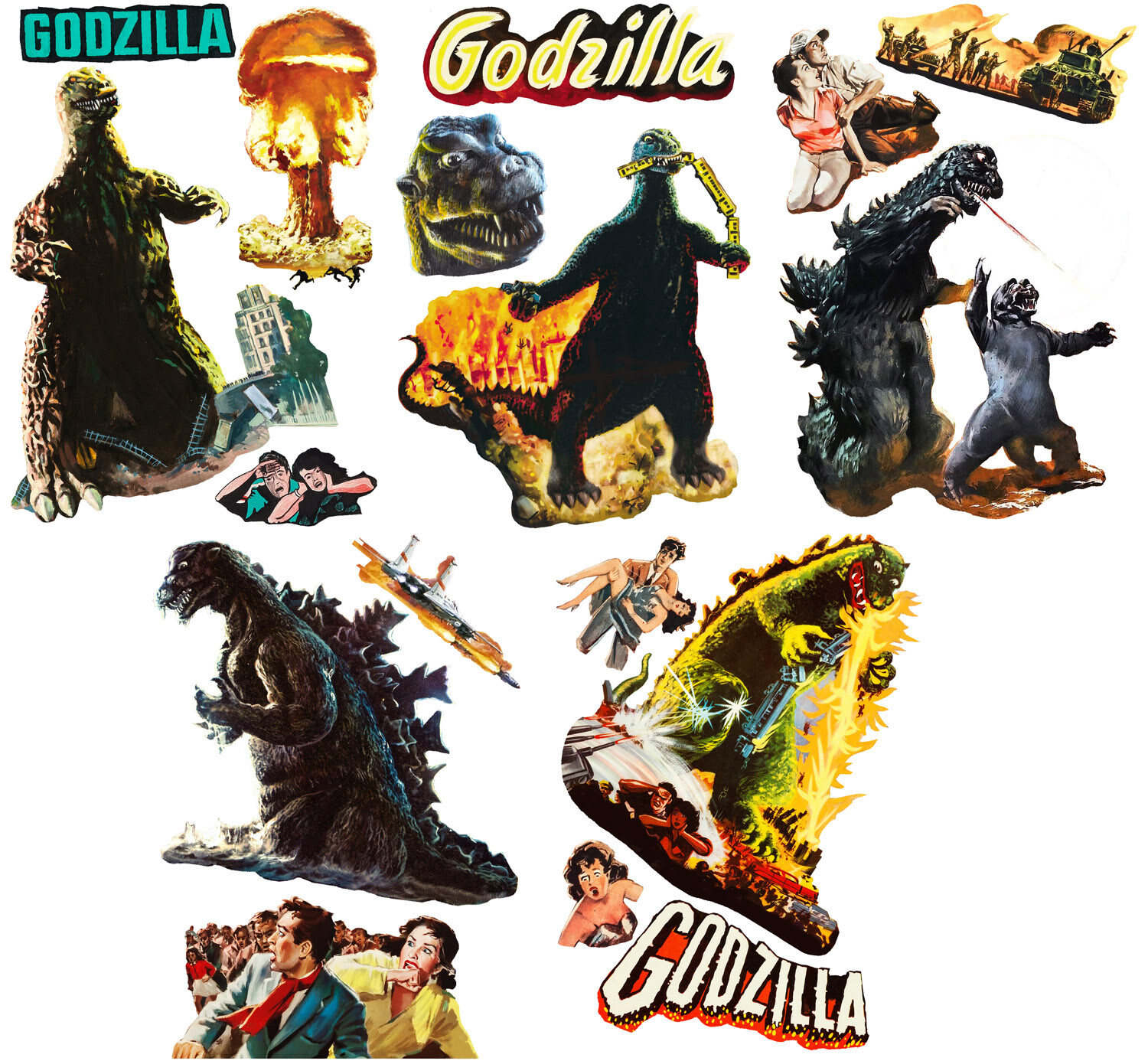 Vinyl Wall Stickers/VINTAGE GODZILLA KAIJU/Waterproof, Outdoor, Wall-Safe