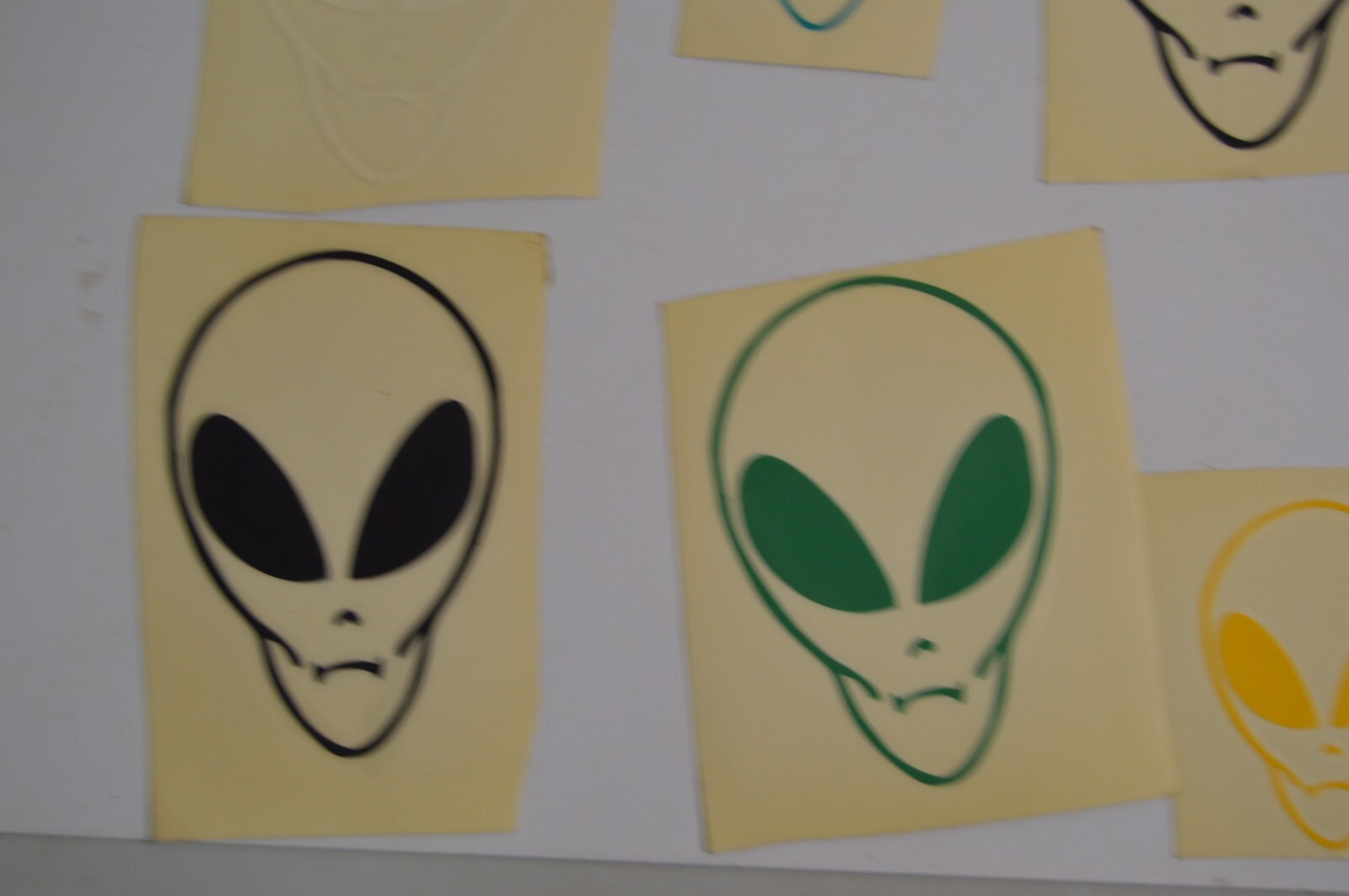 16 Vintage Alien Vinyl Decal Stickers Lot 1990's Space Carnival Collectibles