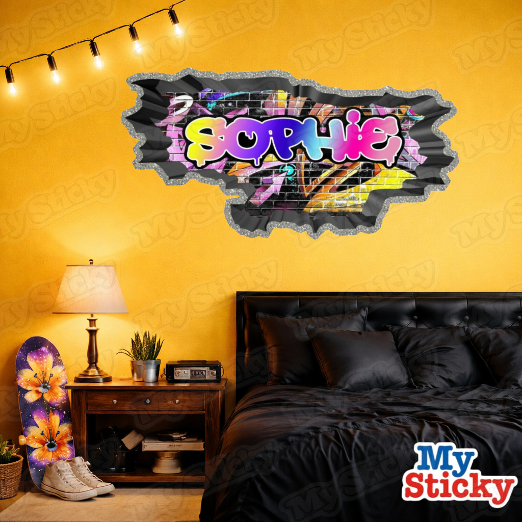 3D Graffiti Name Custom Personalized Vinyl Wall Sticker DIY For Home Decor