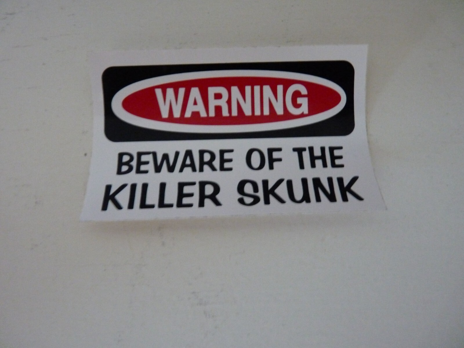 Warning Beware of the Killer Skunk Vinyl Sticker Decal Approx. 3"x2"
