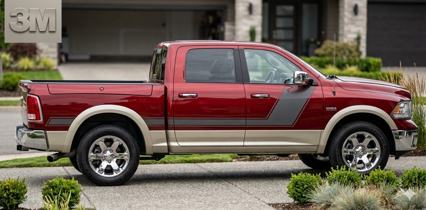 Angled Hockey Sticker Decal Stripe Fits: 09 – 2017 Ram 1500 Quad Crew Cab 3M
