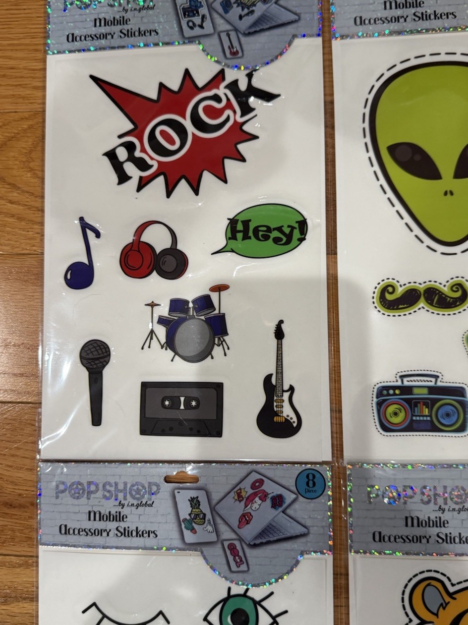 Pop Shop Mobile Accessory Stickers Tiger Pizza 8pc Lot Of 4