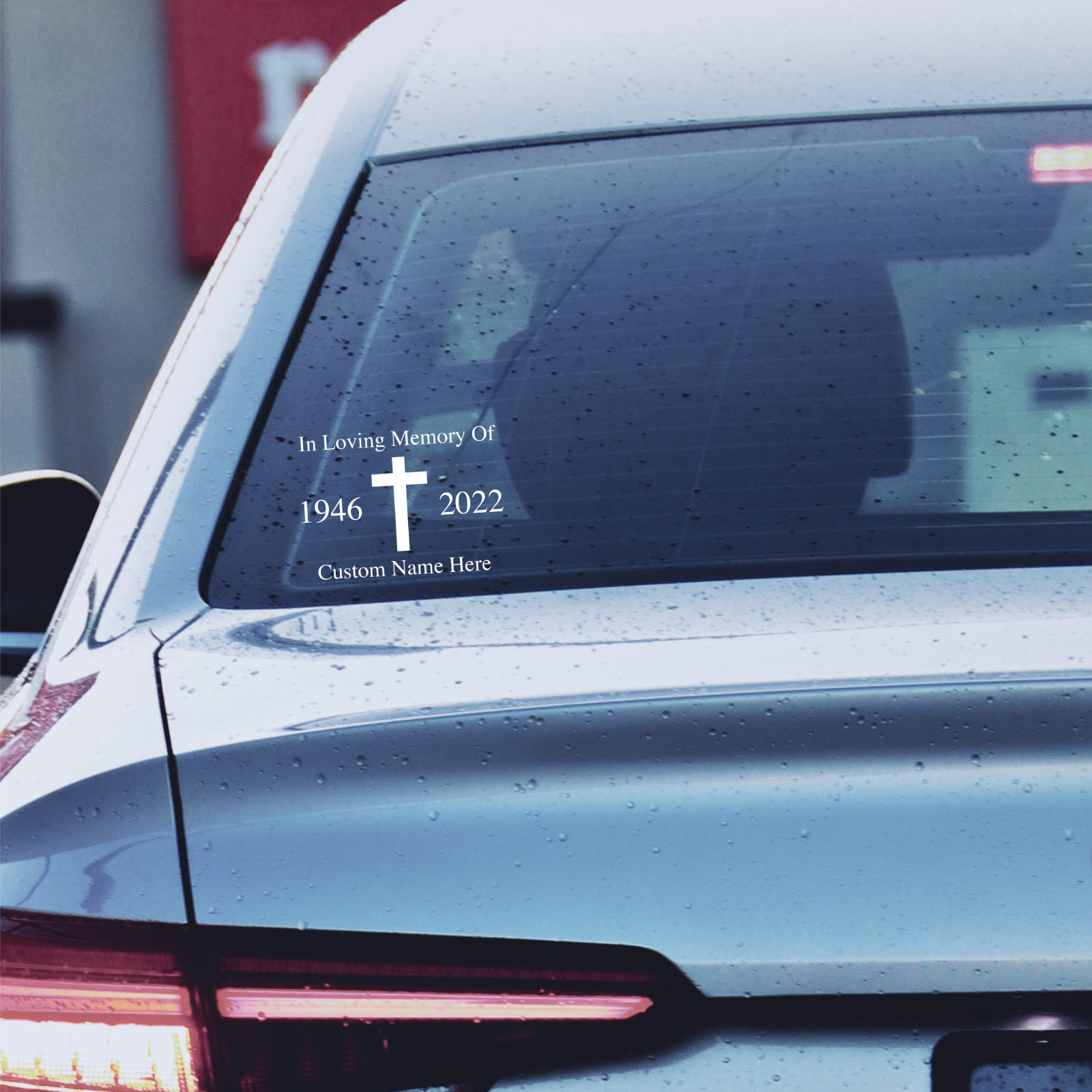 CUSTOM In Loving Memory of Memorial Car Decal Sticker Christian Cross Decal