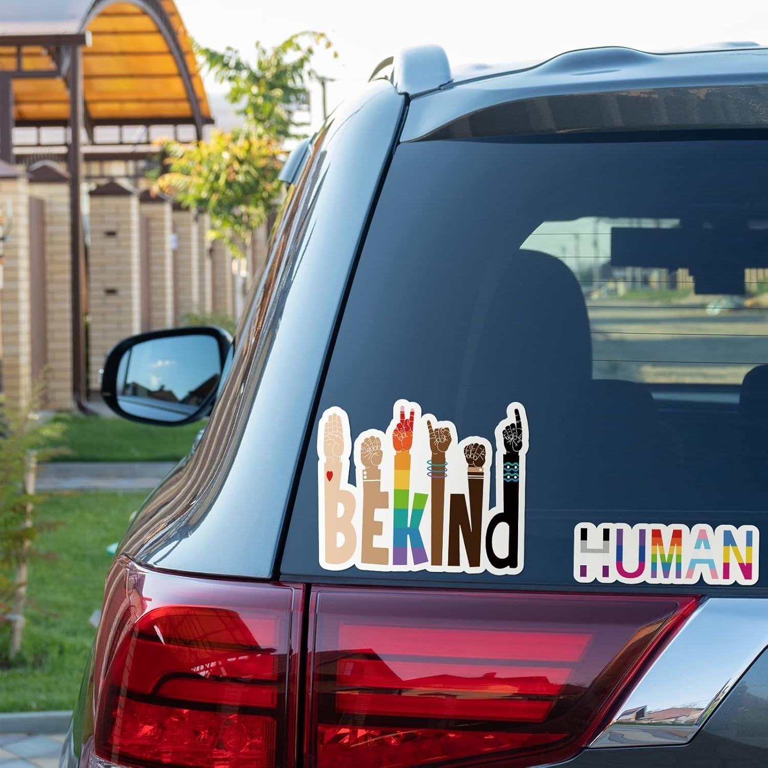 Colorful Be Kind & Human Stickers – 12 Durable Decals for Outdoor and Indoor Use