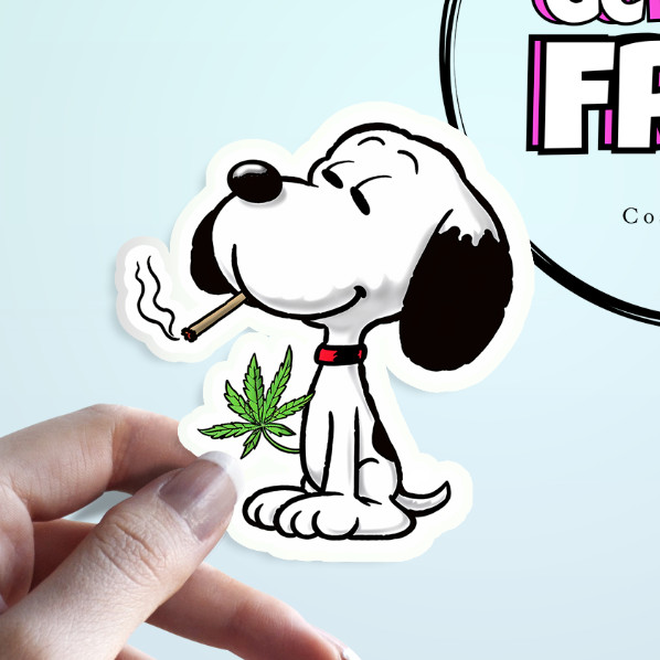 Snoopy Stoner Sticker Cartoon Dog, Beagle, Cannabis, Weed, Marijuana, Waterproof