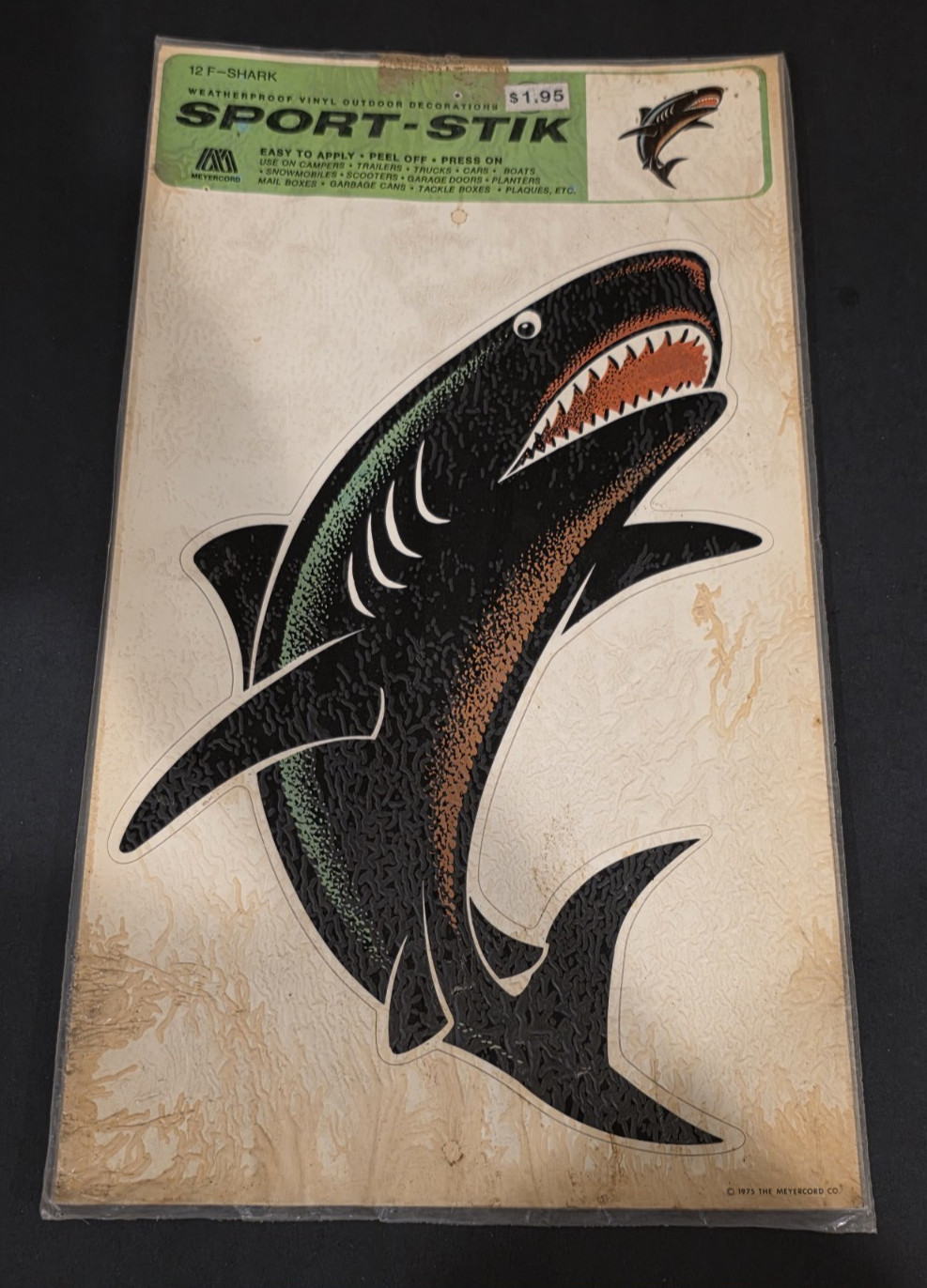 1975 SPORT STIK Original SHARK Vinyl Sticker-Decal-UNUSED-Great Display-NOS