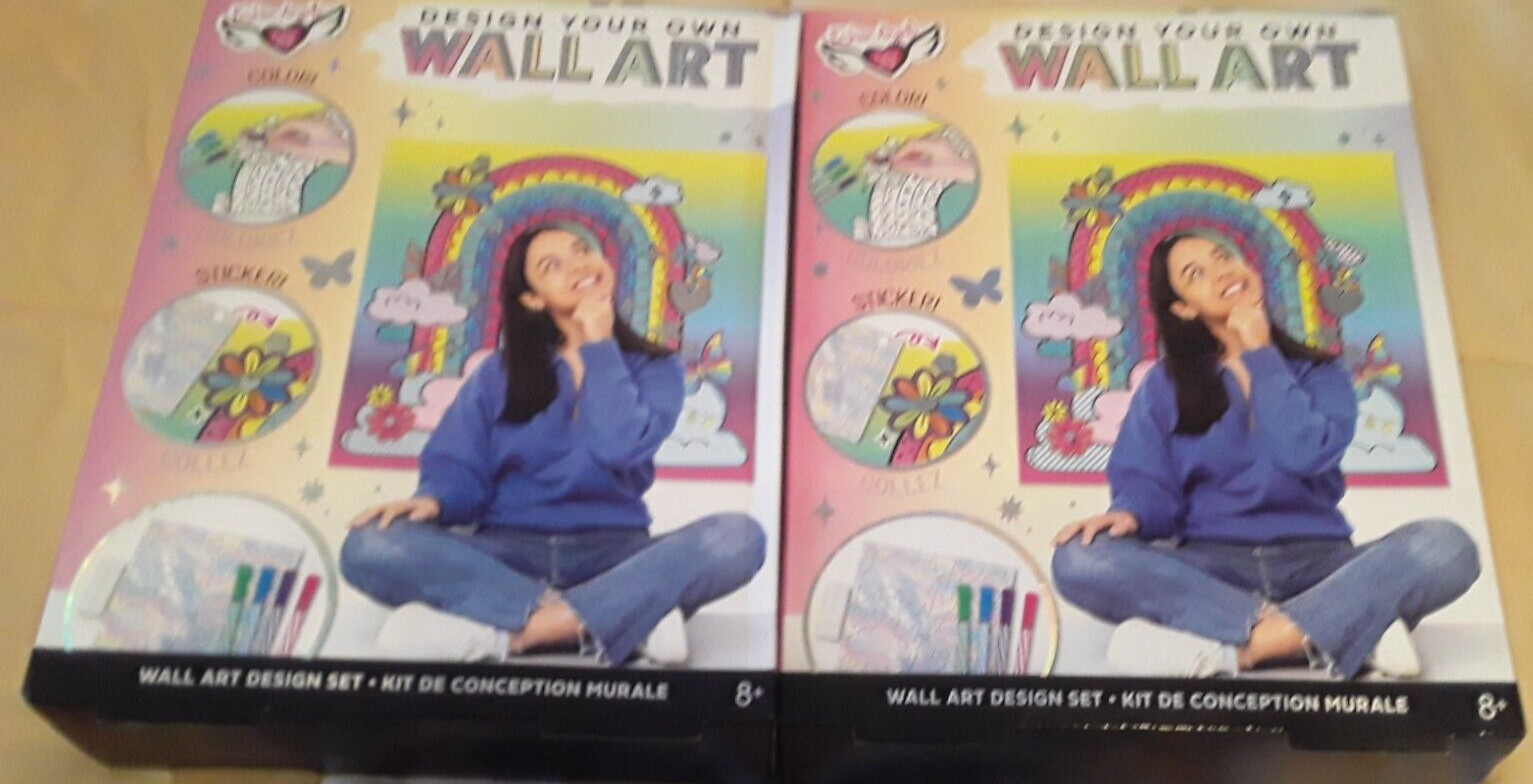 Fashion Angels Design Your Own Wall Art Craft Set Lot of 2 Rainbow 26" x 25.5"