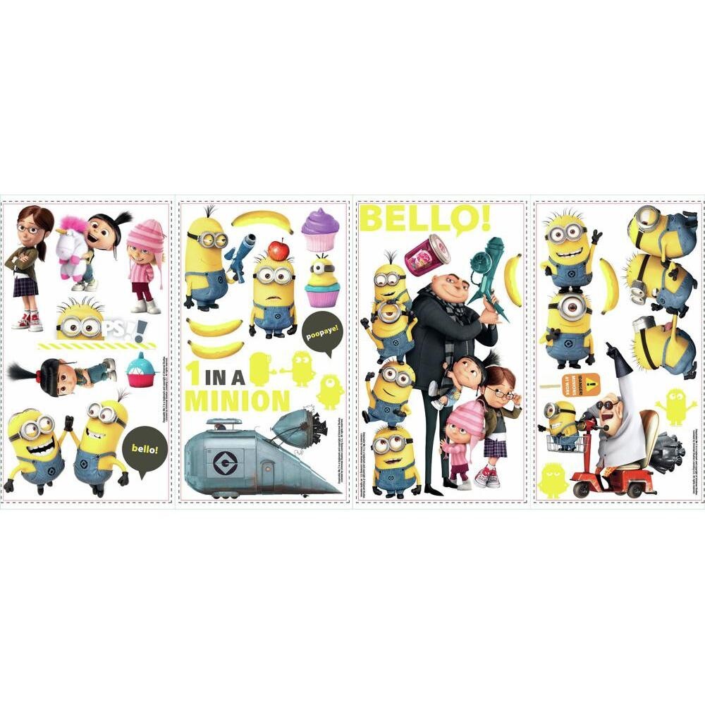 Despicable Me 2 MINIONS MOVIE Peel & Stick Wall Decals 16 Big Kids Room Stickers